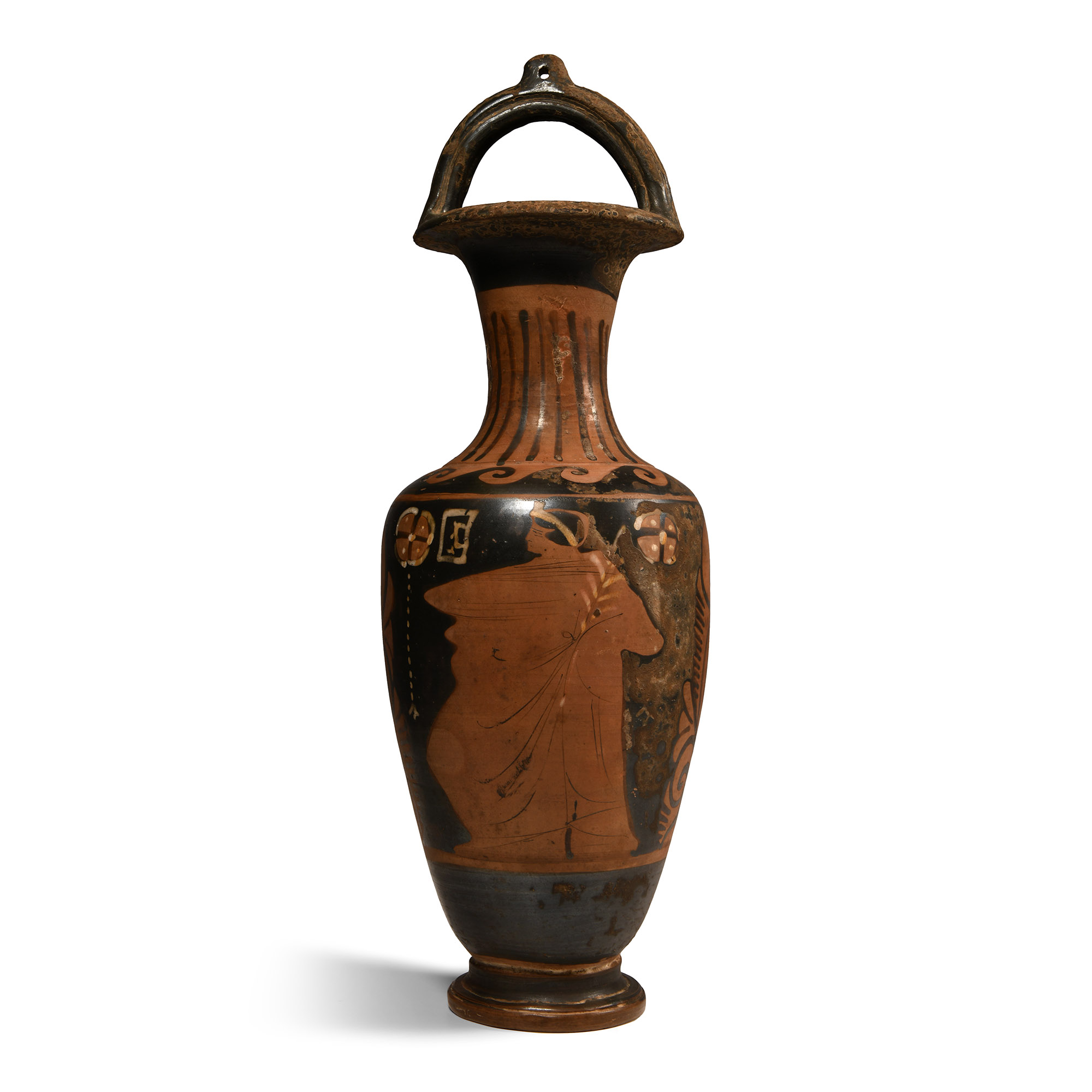 Greek Campanian Red-Figure Bail-Amphora with Male Figures