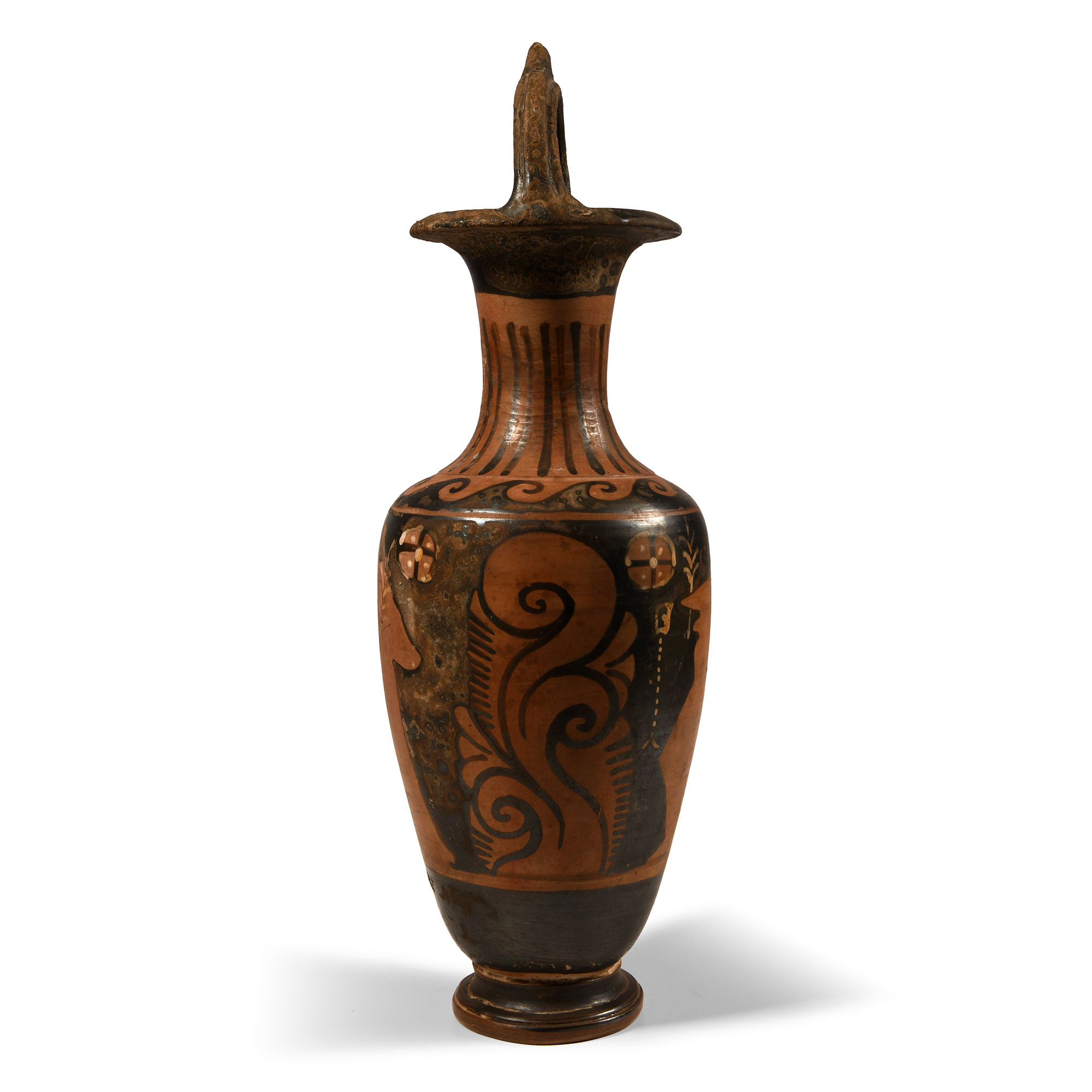 Greek Campanian Red-Figure Bail-Amphora with Male Figures