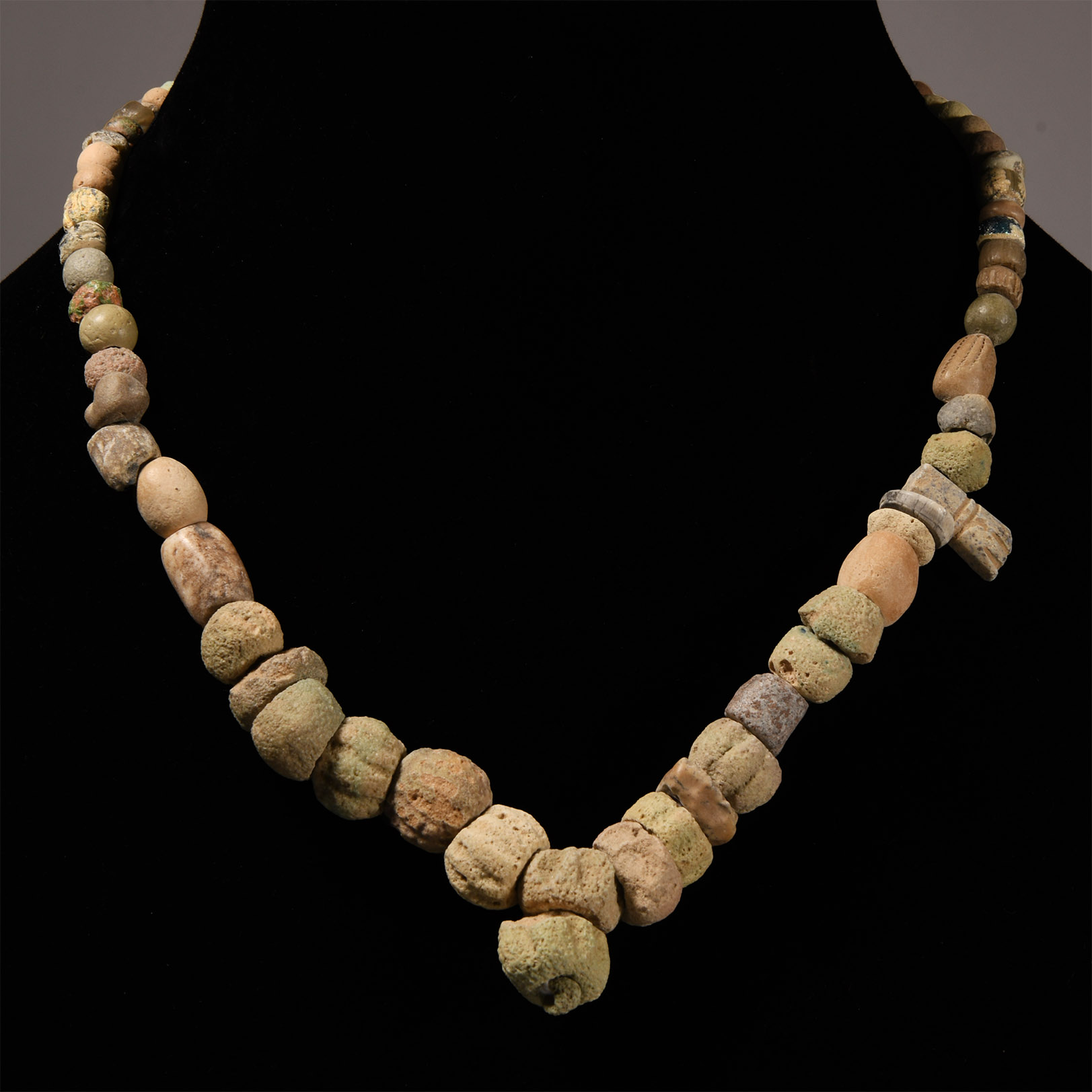 Phoenician Faience and Stone Bead Necklace String