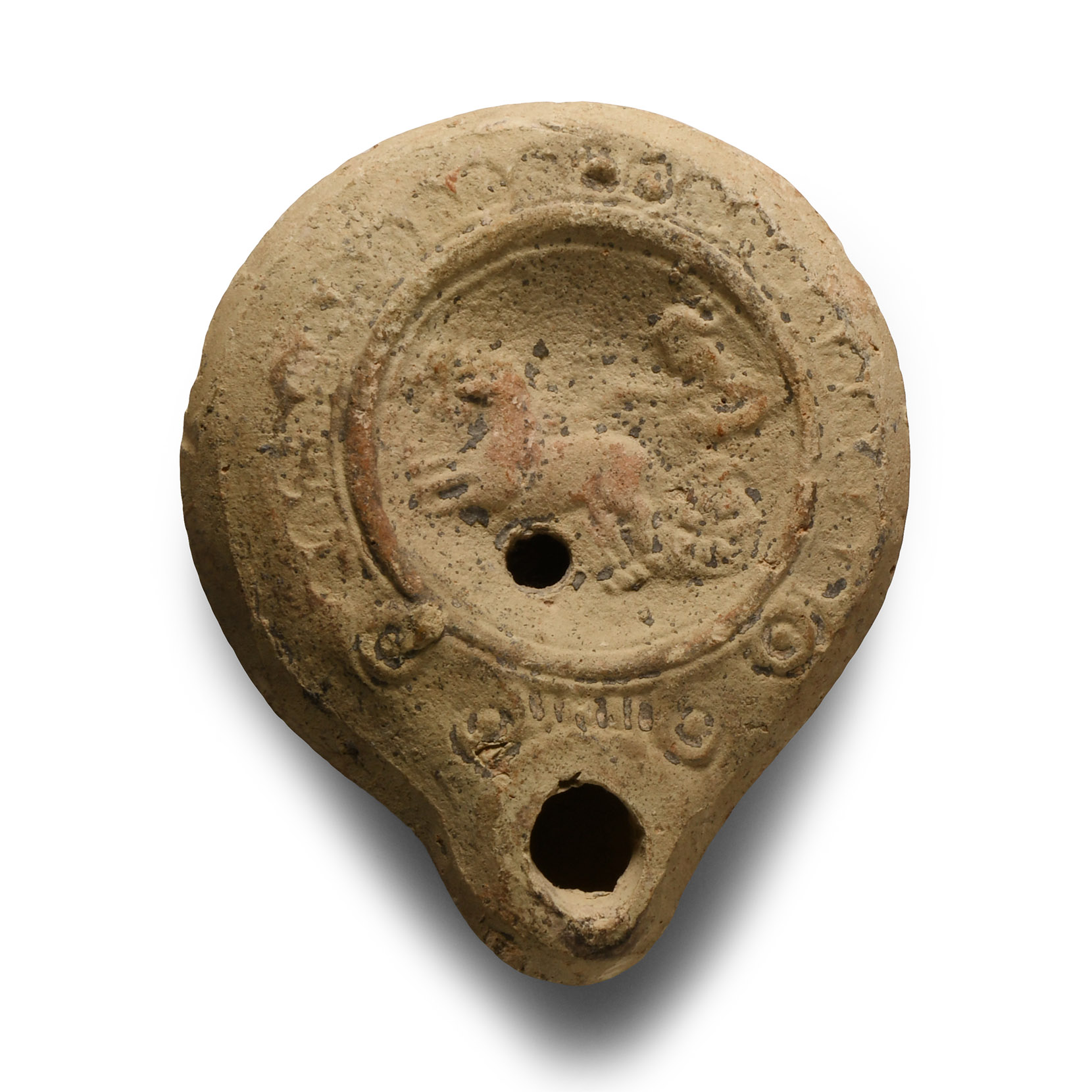 Roman Terracotta Oil Lamp with Charioteer