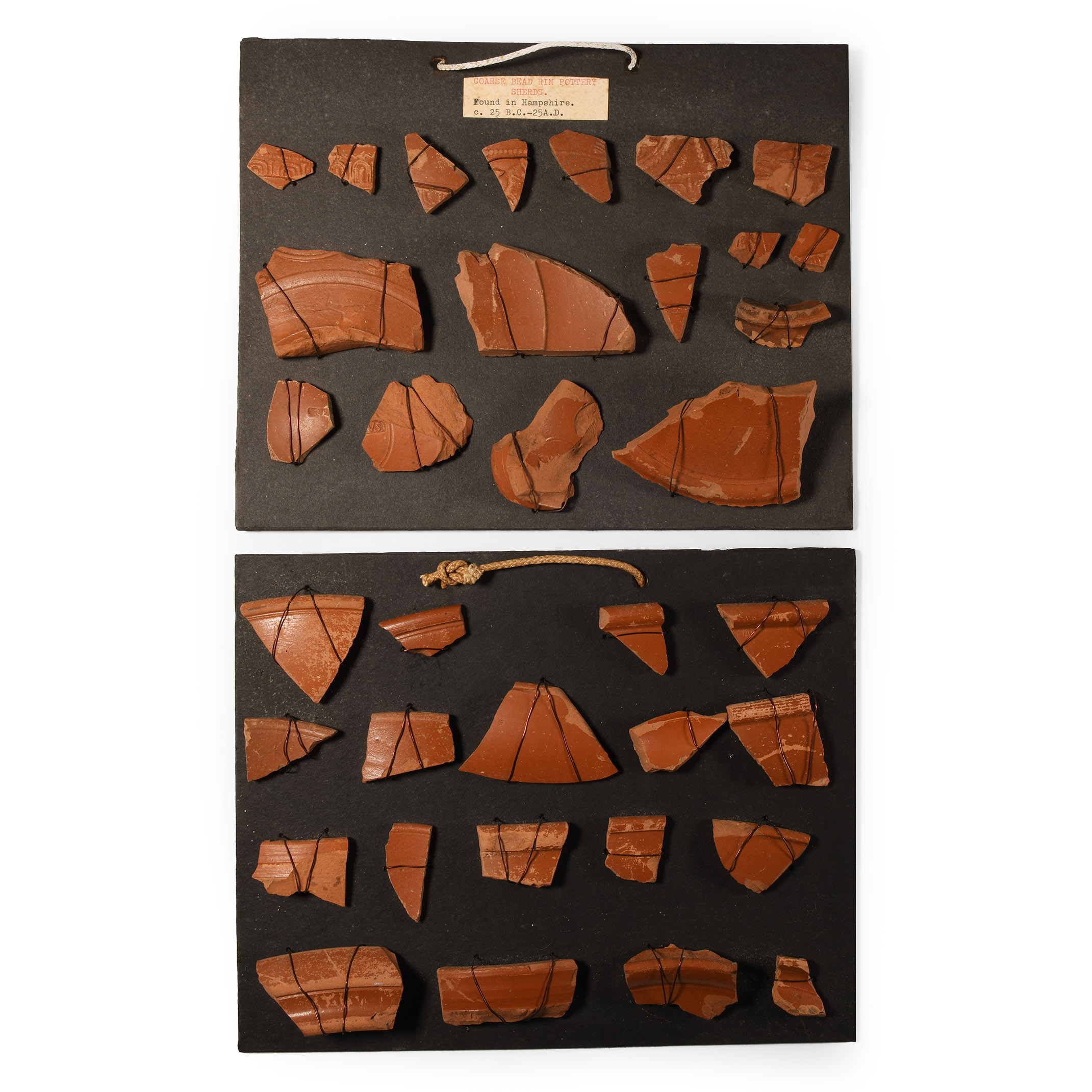 Romano-British 'Hampshire' Samian Ware Sherd Collection on Display Cards