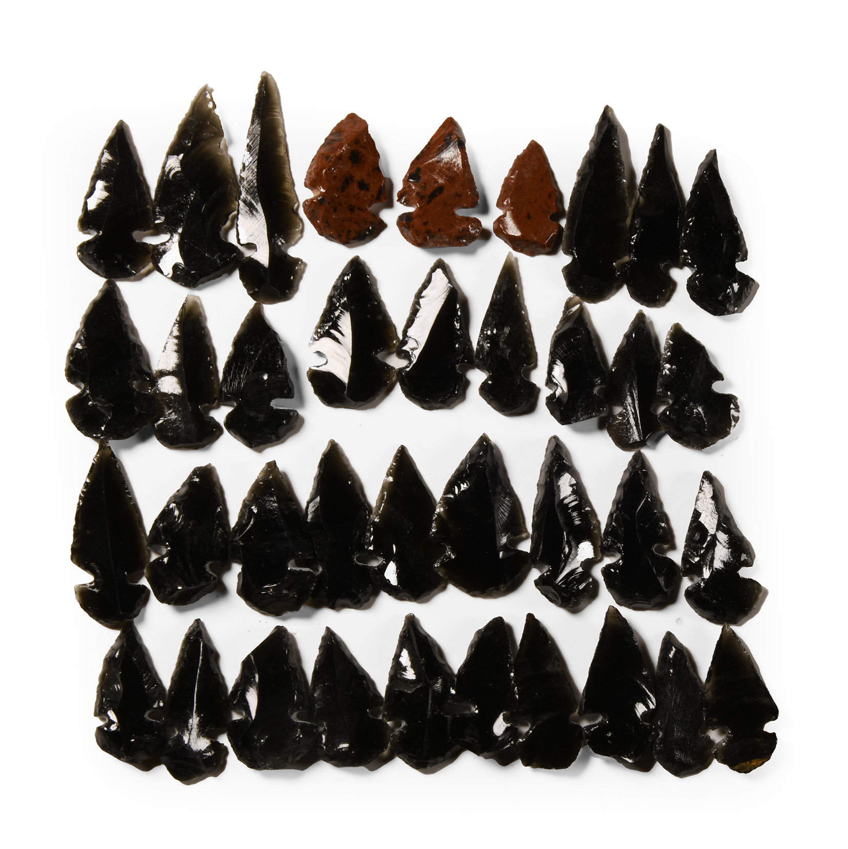Reproduction North American Obsidian Arrowhead Group