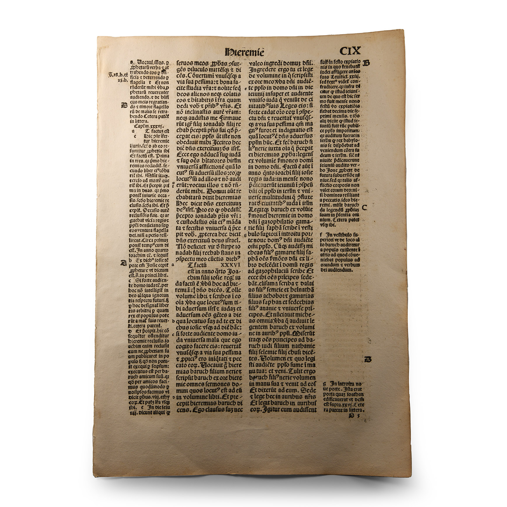 Medieval Printed Paper Bible Page by Johann Grüninger