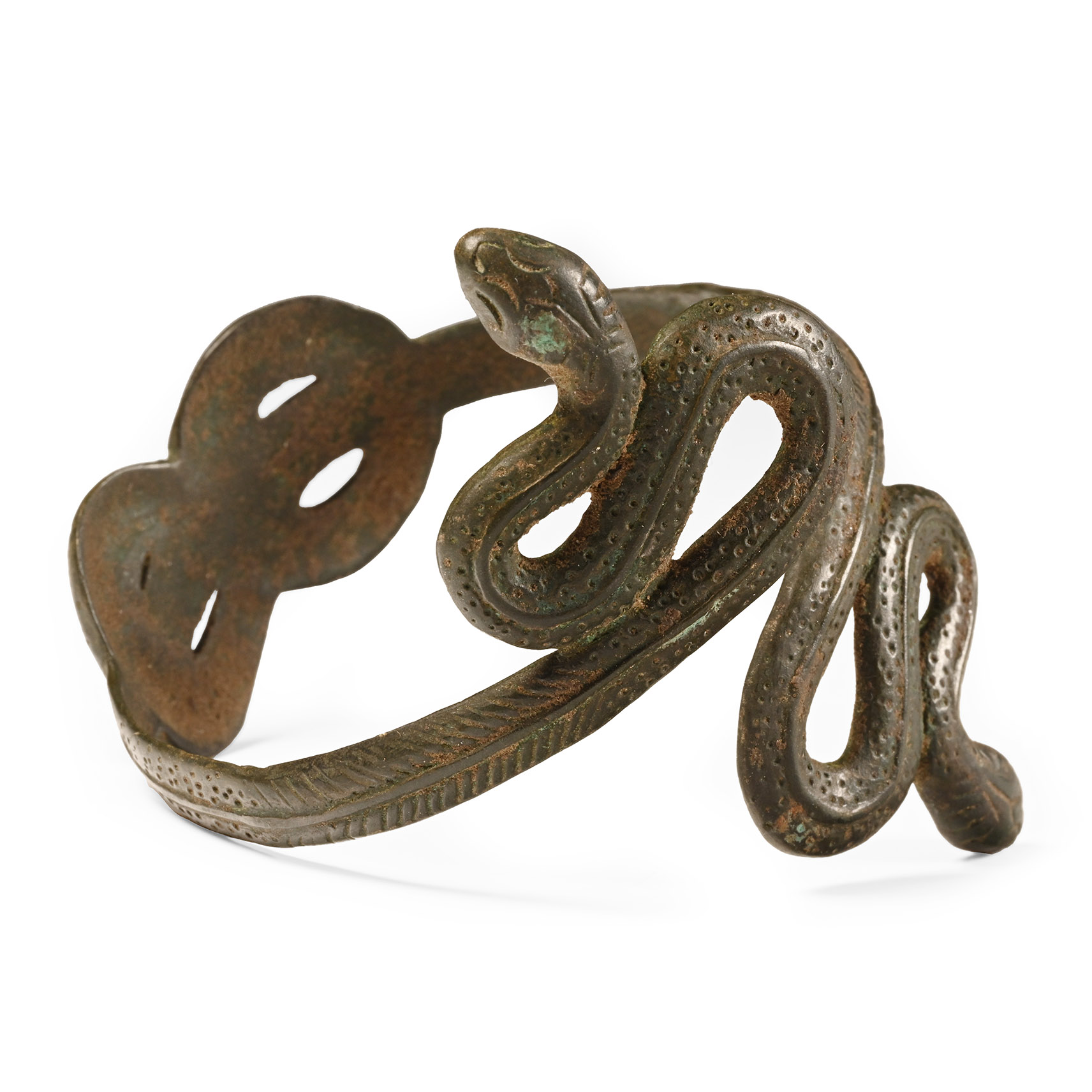 Romano-Egyptian Bronze Coiled Snake Bracelet