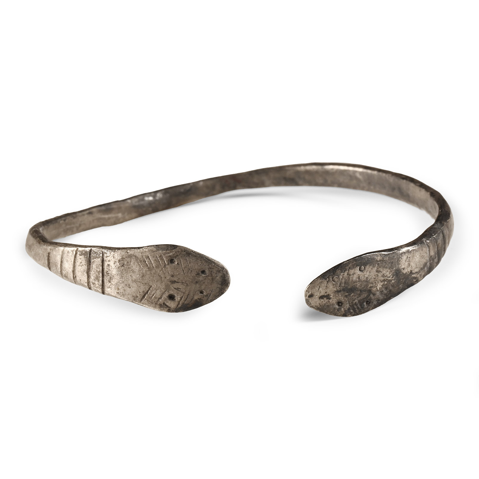 Roman Silver Snake Head Bracelet