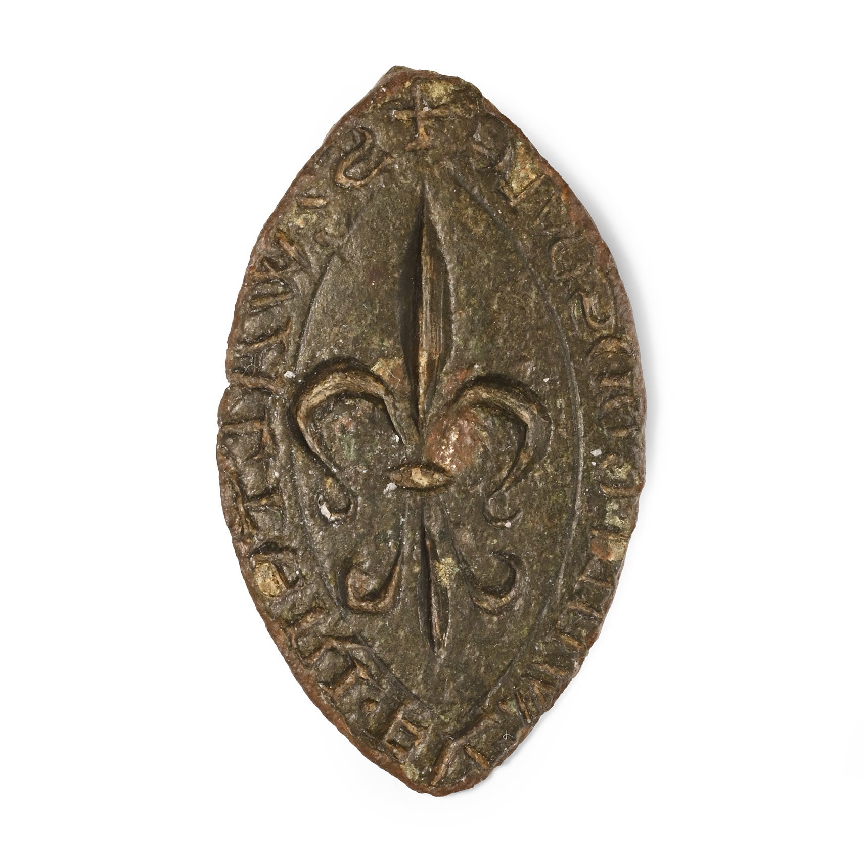 Medieval Bronze Vesica-Shaped Personal Seal Matrix for Walter