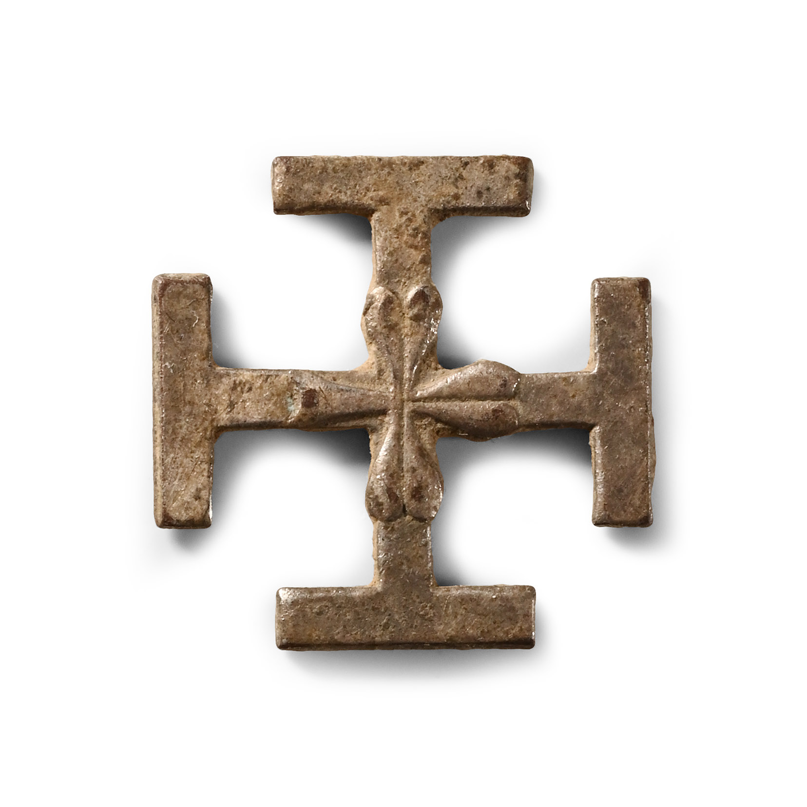 Medieval Silver Jerusalem Cross Badge