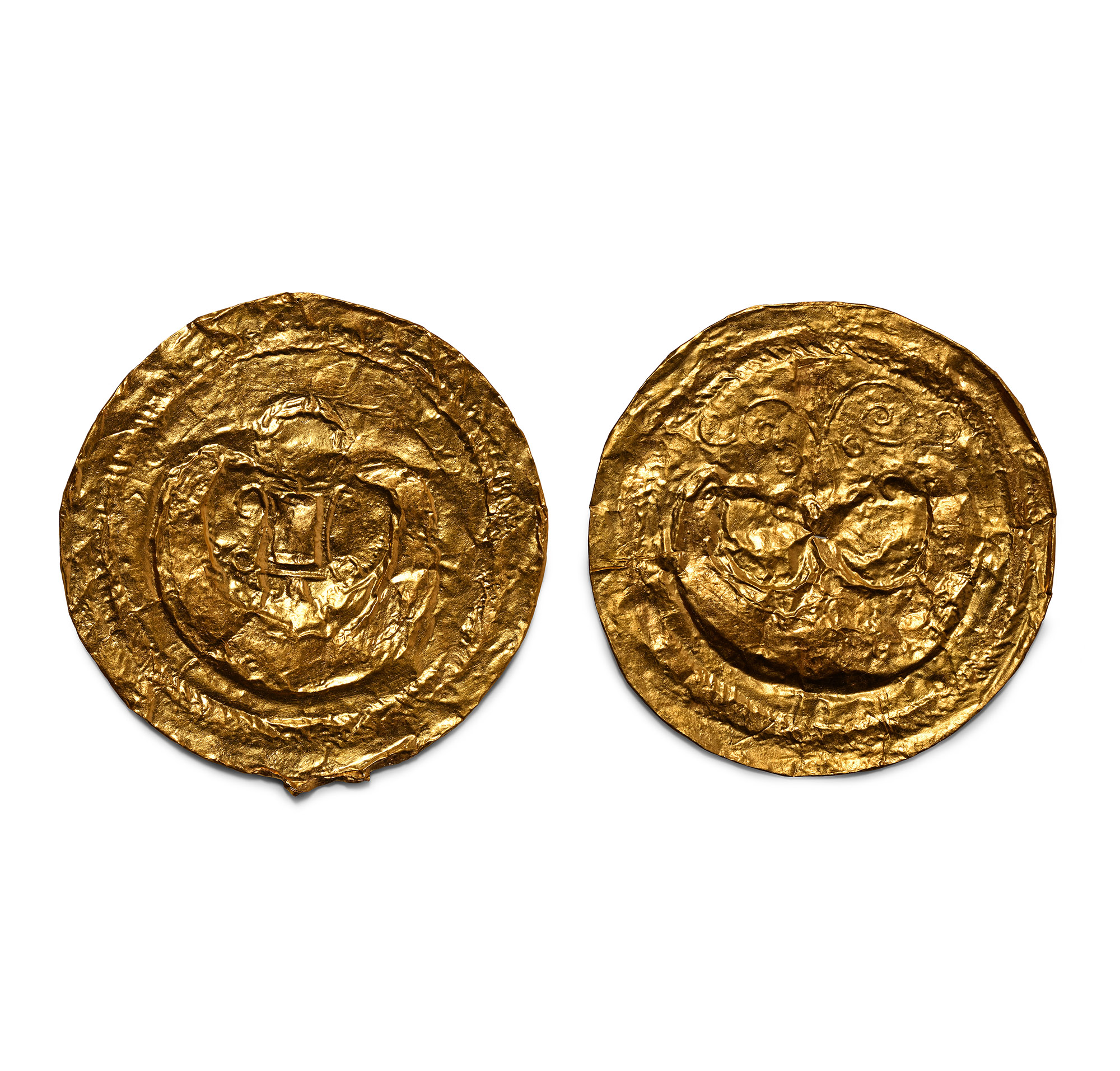 Roman Sheet Gold Phalera Covers with Pelta Shields