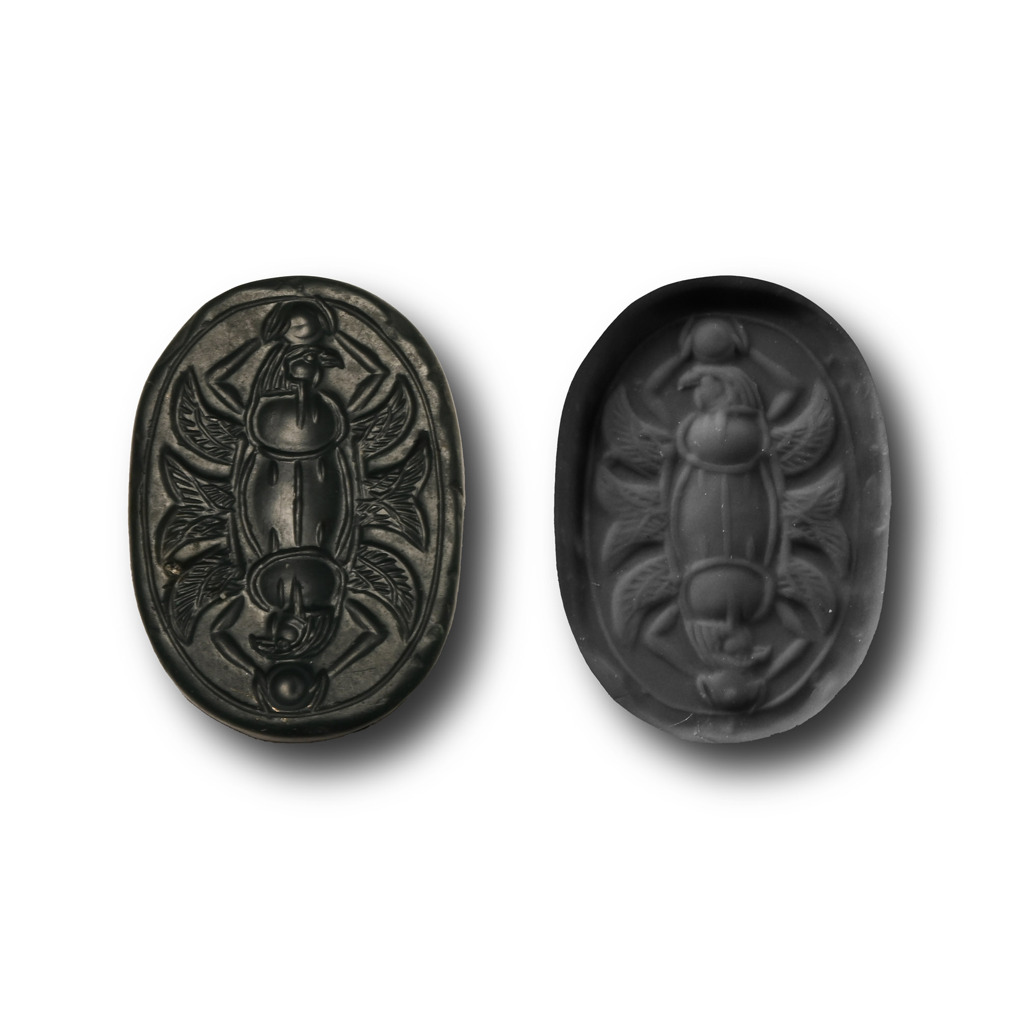 Phoenician Green Jasper Scarab with Heads of Horus