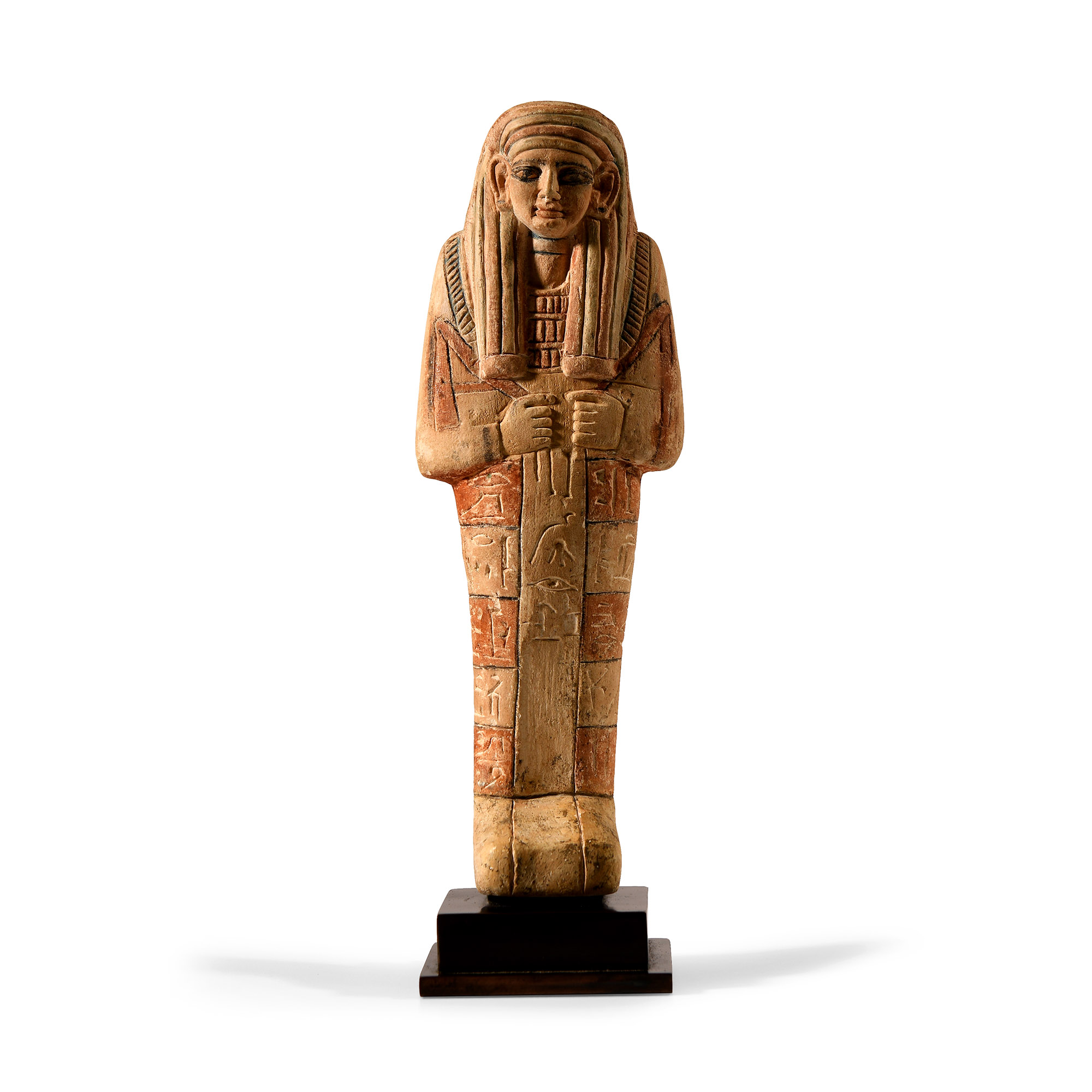 Egyptian Limestone Painted Shabti Inscribed for Ir-Nu