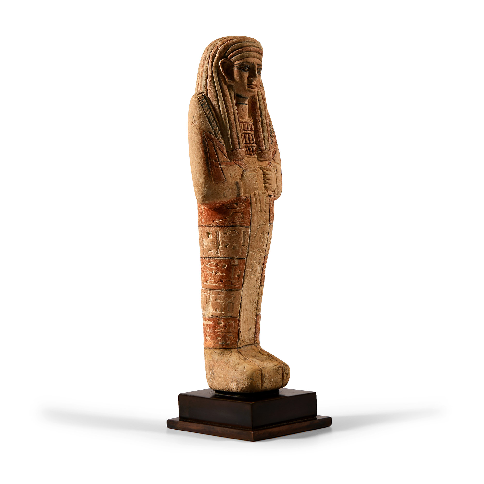 Egyptian Limestone Painted Shabti Inscribed for Ir-Nu