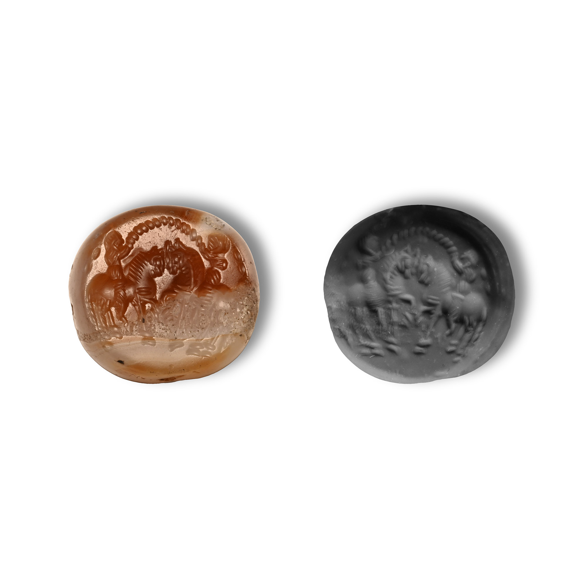 Sassanian Onyx Seal with Two Horses and Riders