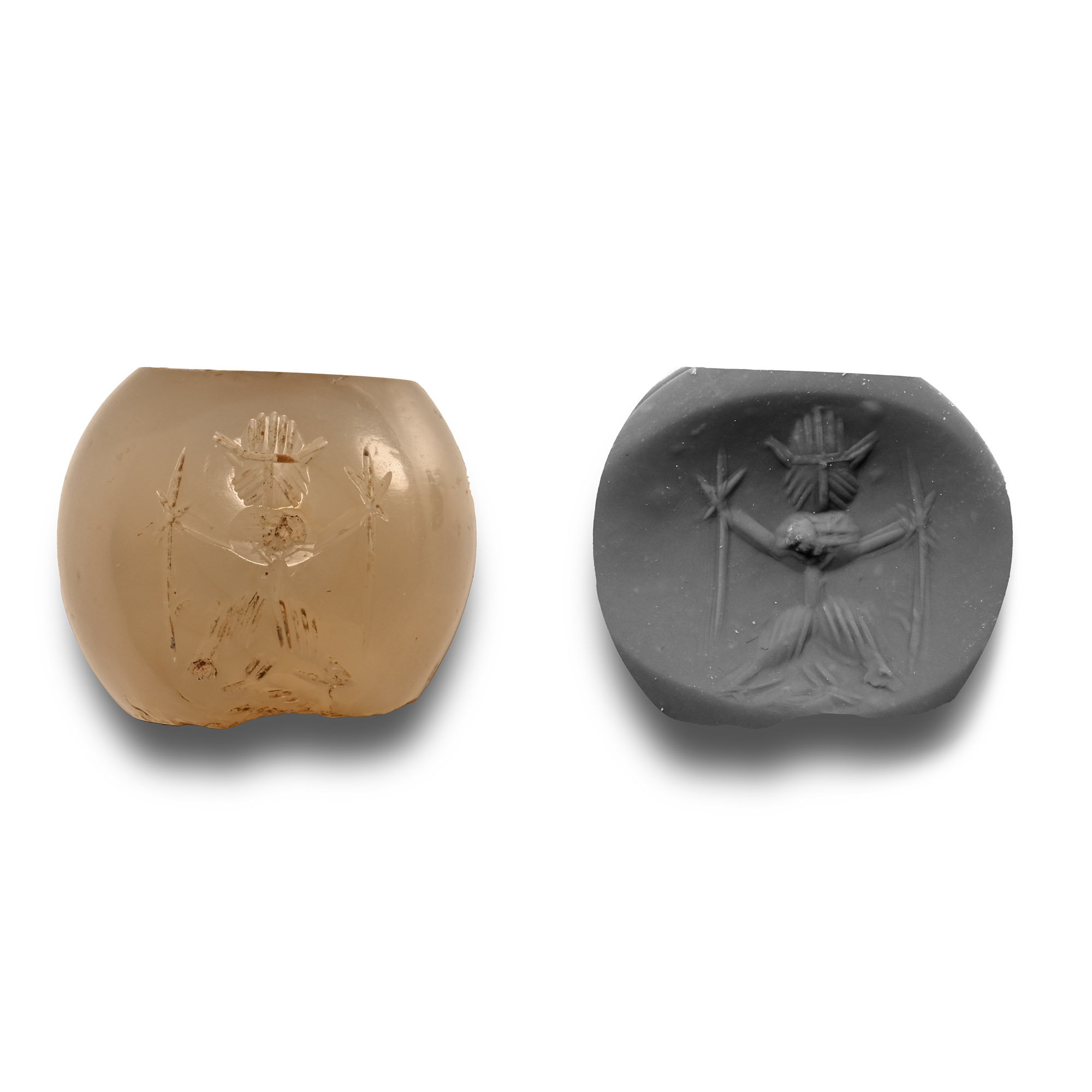 Sassanian Chalcedony Hair Ring with Gayomard Figure