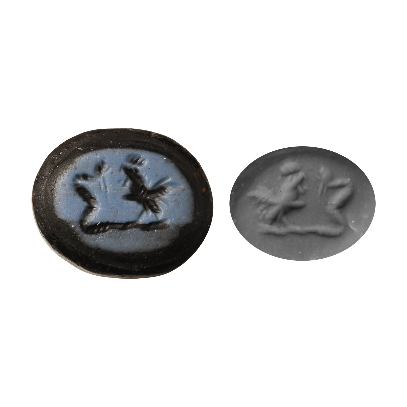 Roman Gem with Cockerel Fighting a Snake
