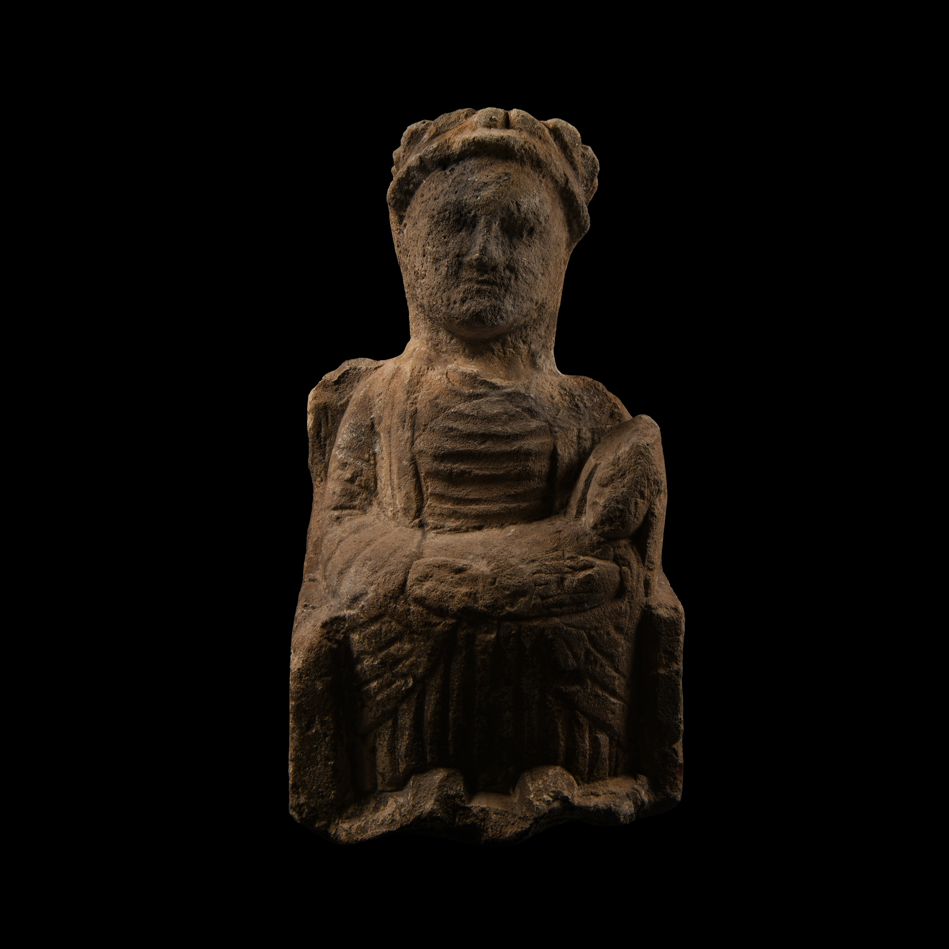Cypriot Stone Goddess and Child Statue