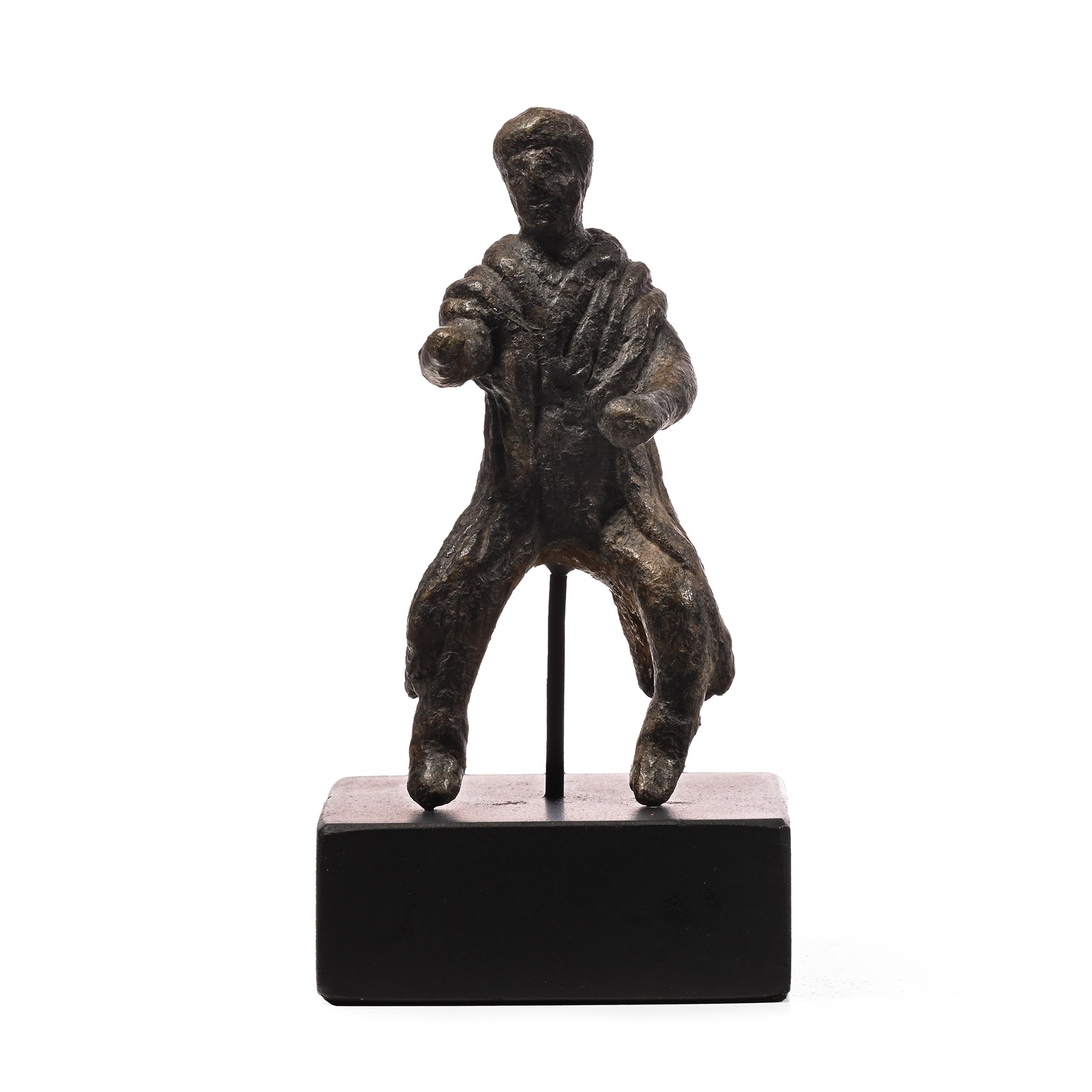 Roman Bronze Cavalryman Statuette with Paenula