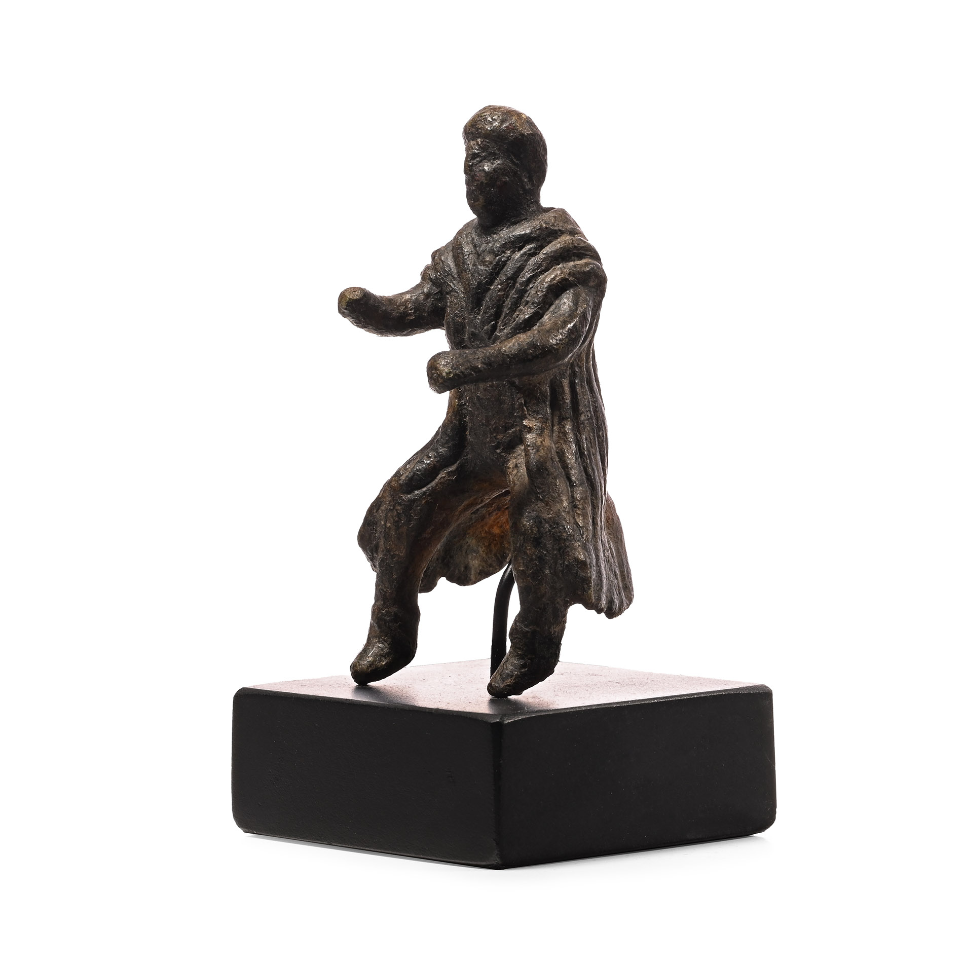 Roman Bronze Cavalryman Statuette with Paenula