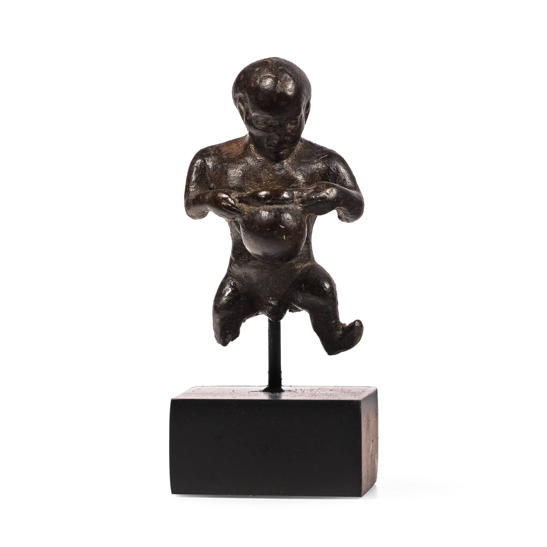 Hellenistic or Roman Bronze Statuette of a Grotesque Holding a Jar