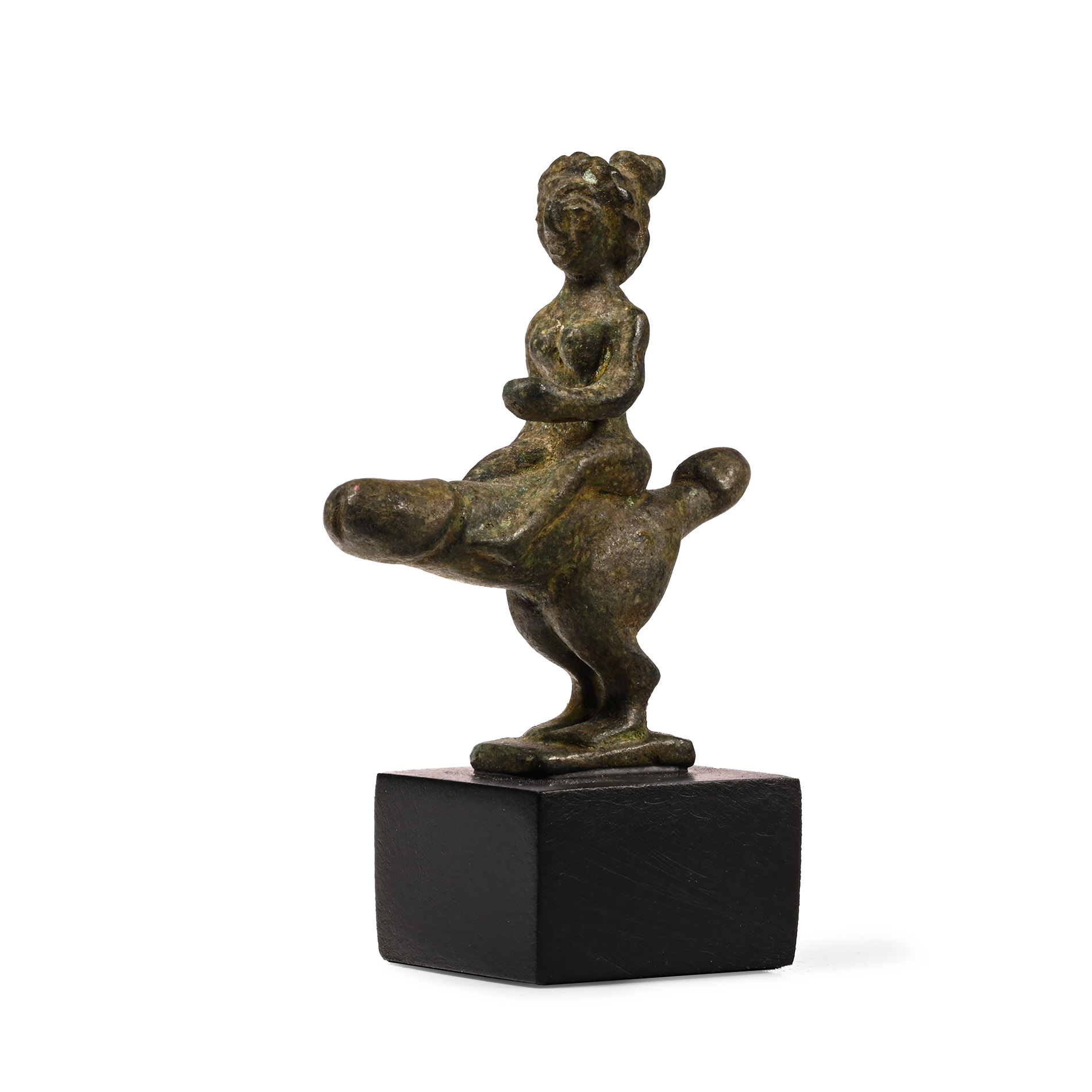 Roman Bronze Nymph Riding a Phallus