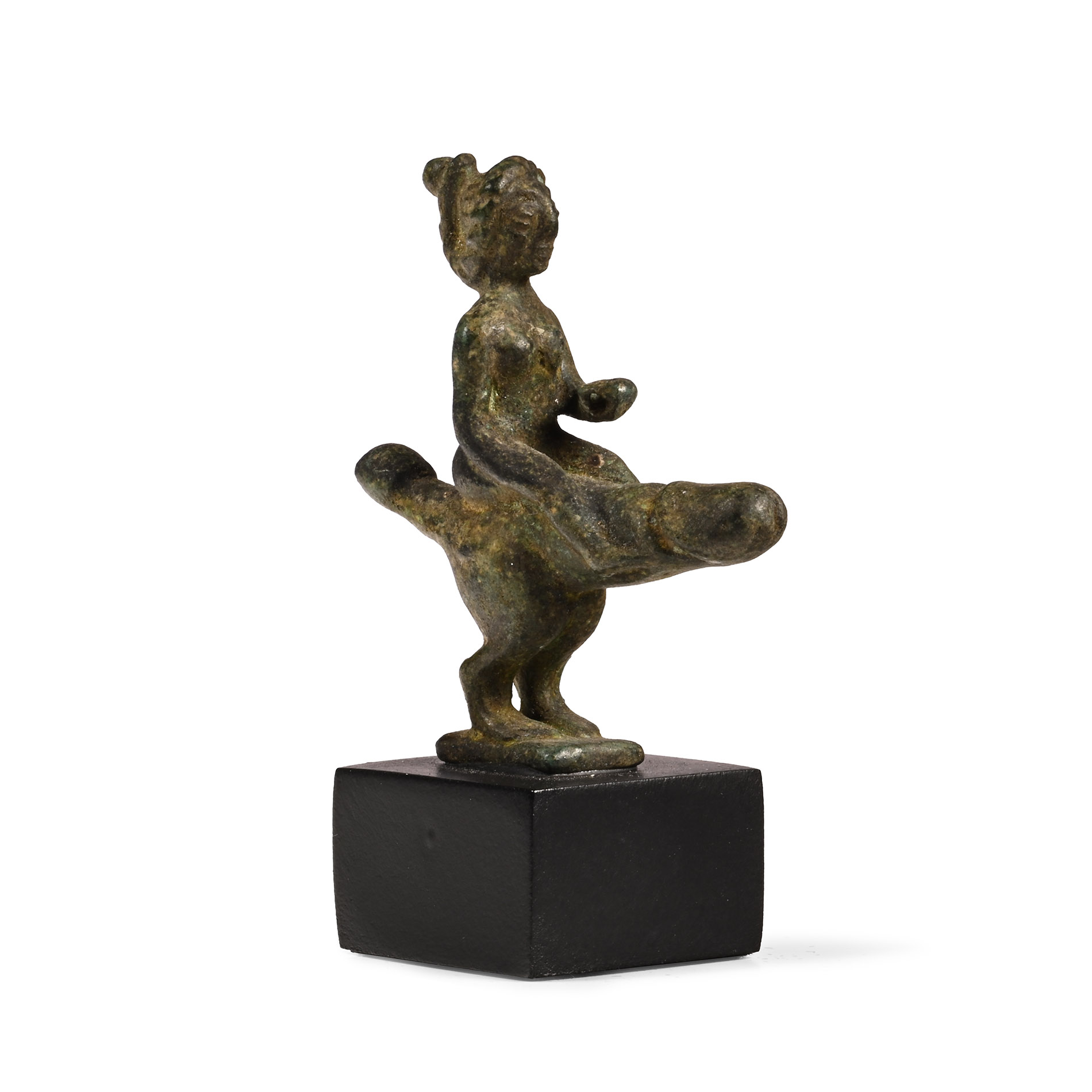 Roman Bronze Nymph Riding a Phallus