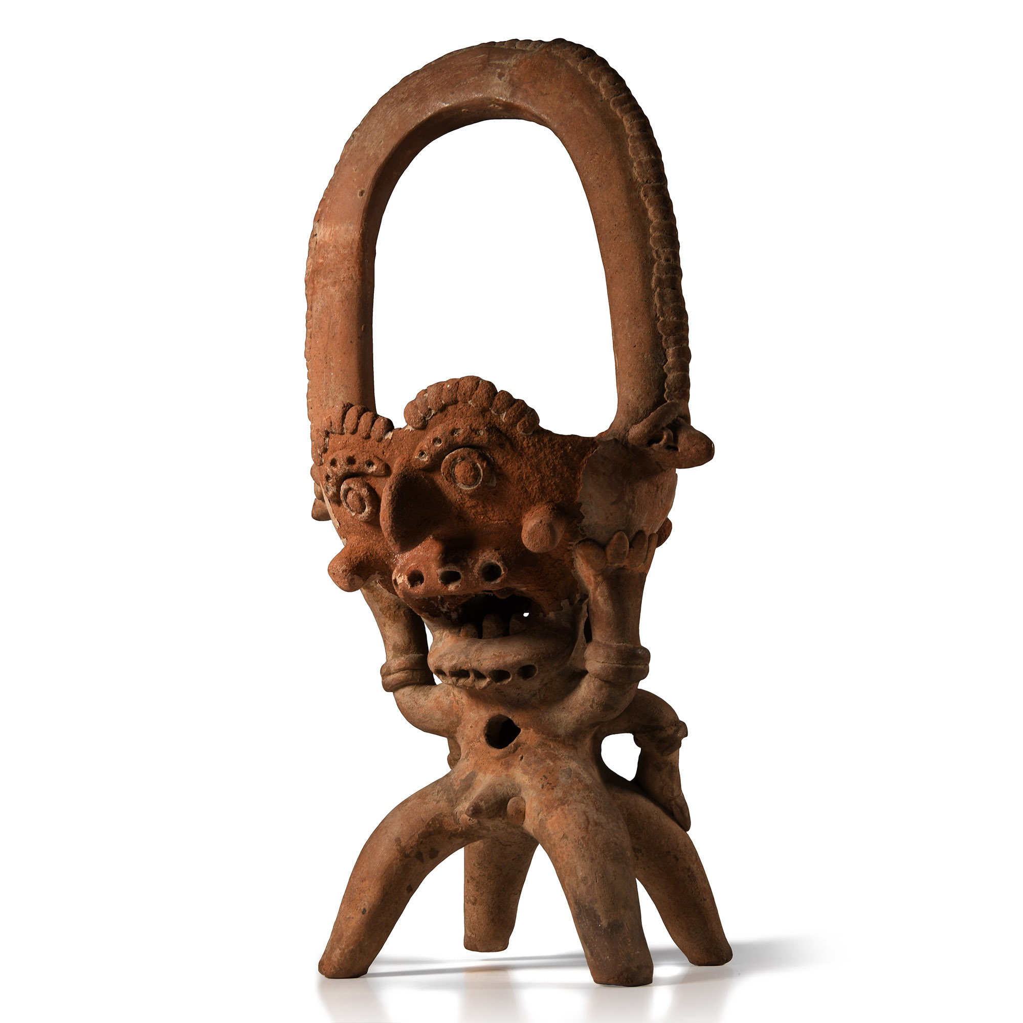 Pre-Columbian Colima Double-Headed Effigy Incense Burner