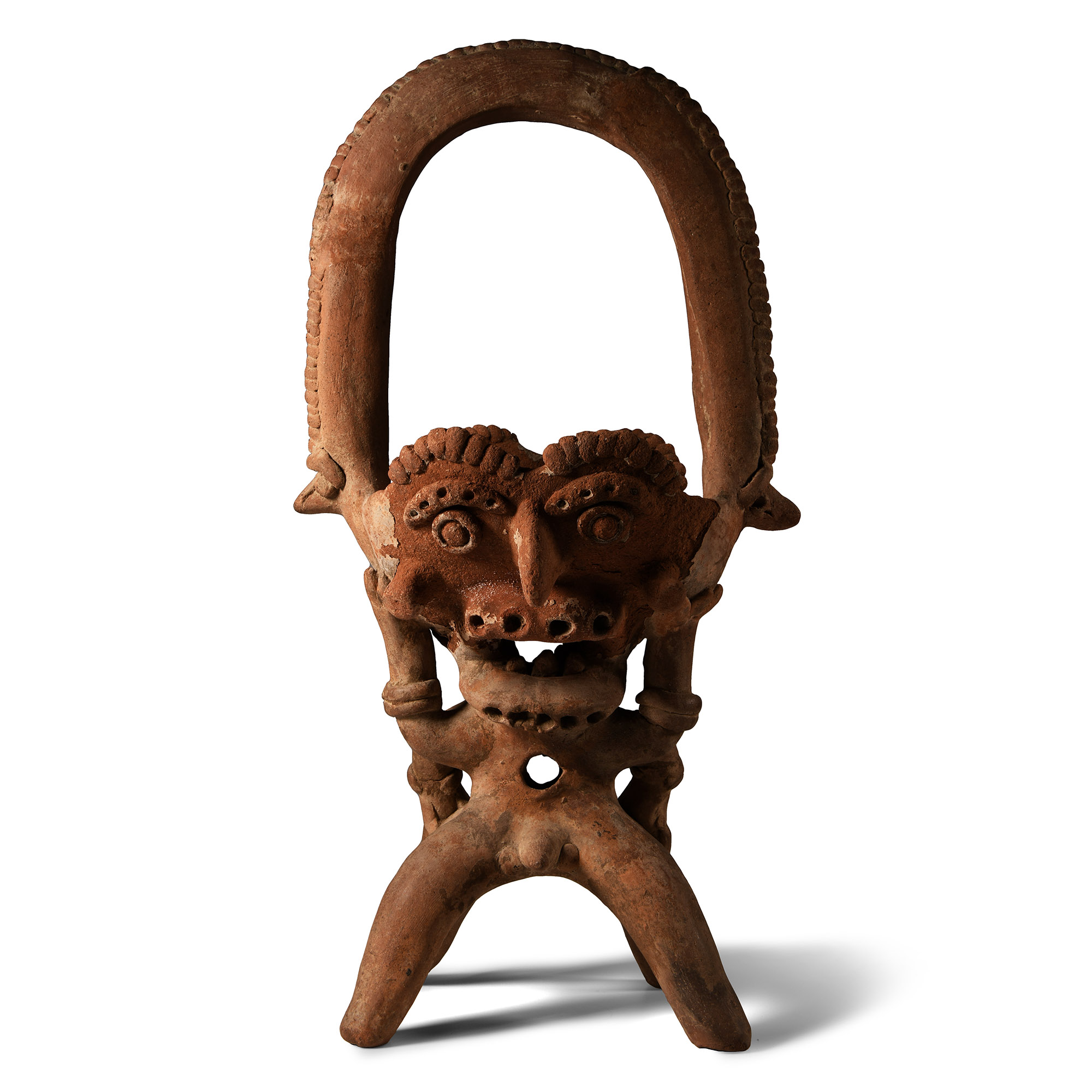 Pre-Columbian Colima Double-Headed Effigy Incense Burner