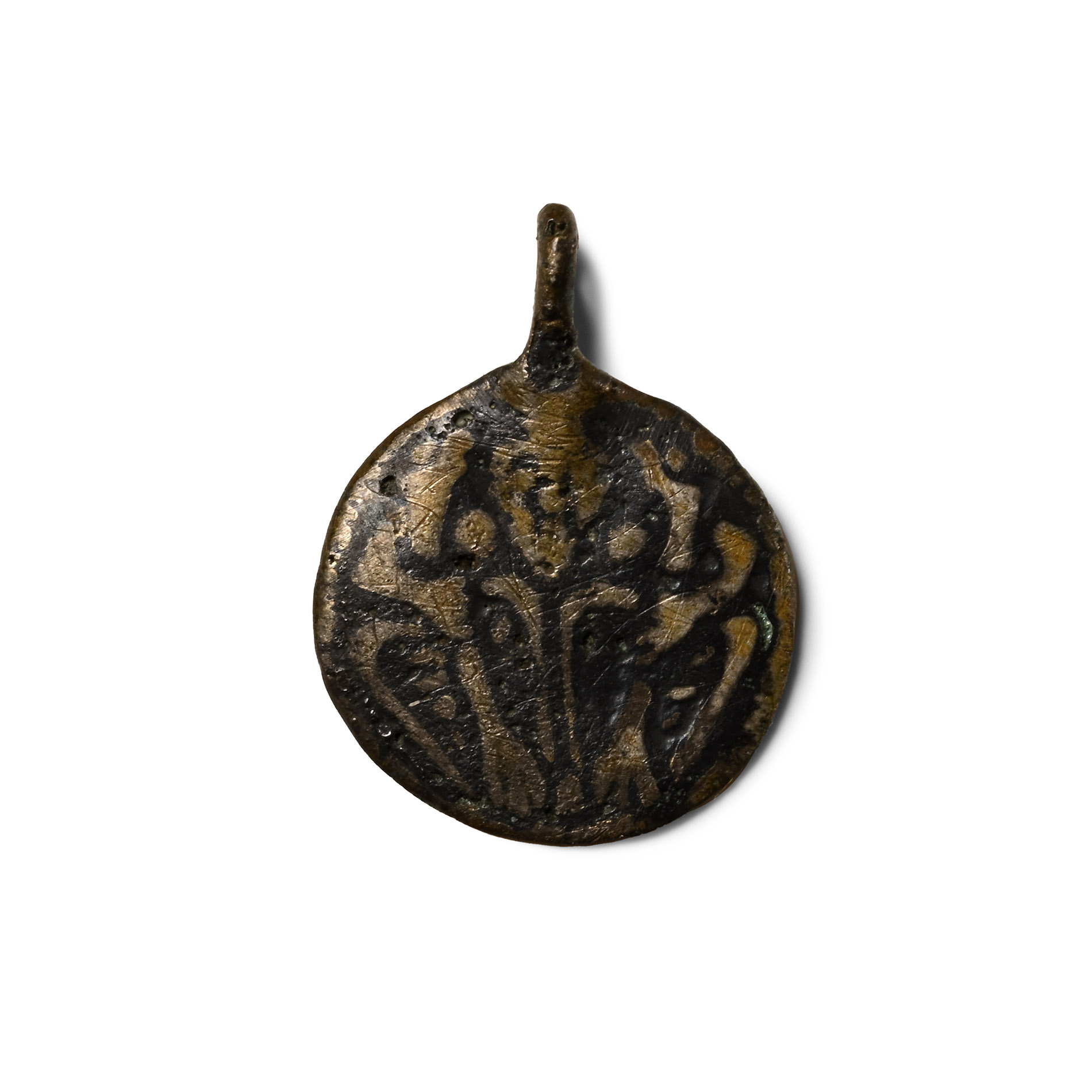 Viking Age Scandinavian Silver Odin Pendant with Ravens