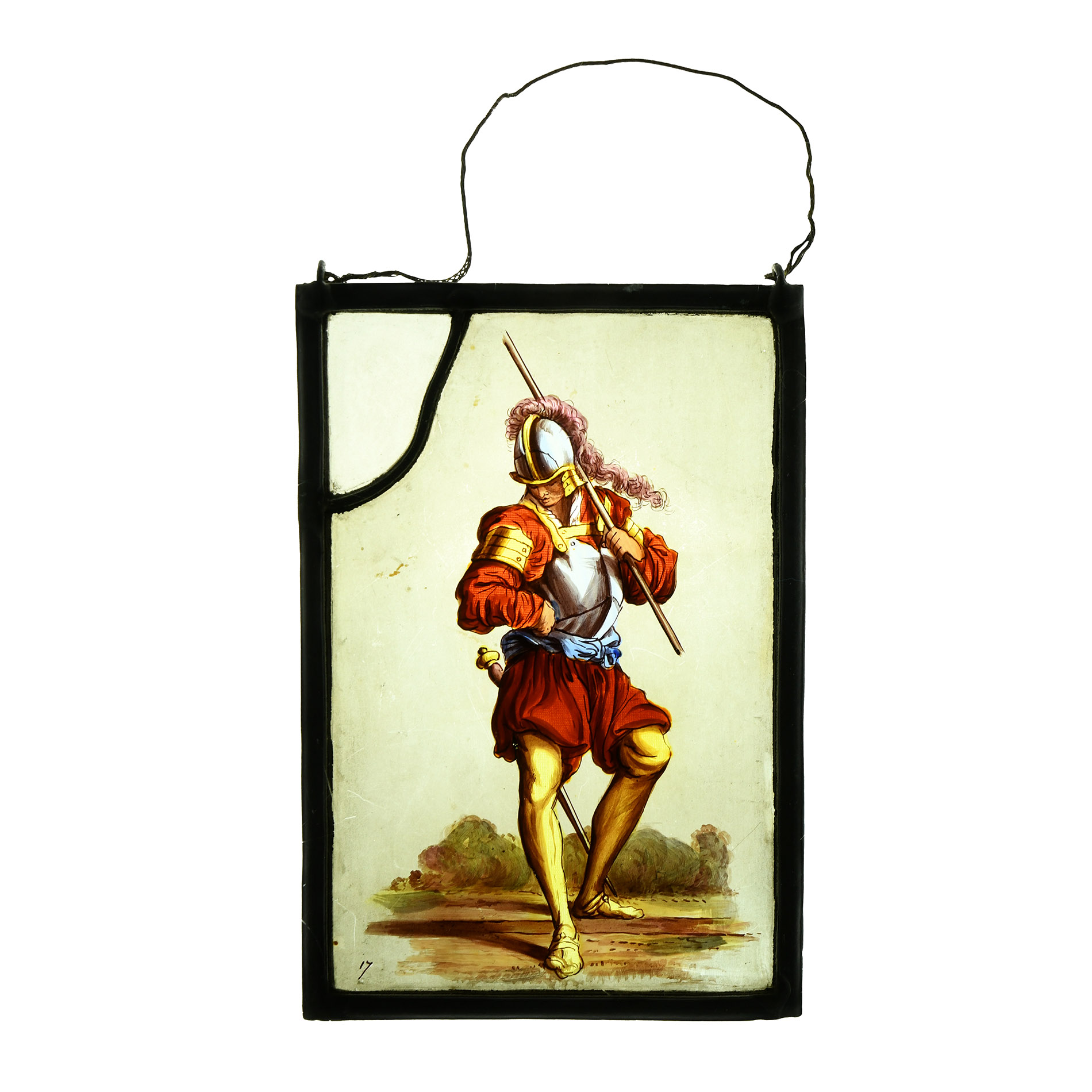 Post Medieval Stained Glass Panel of an Infantryman