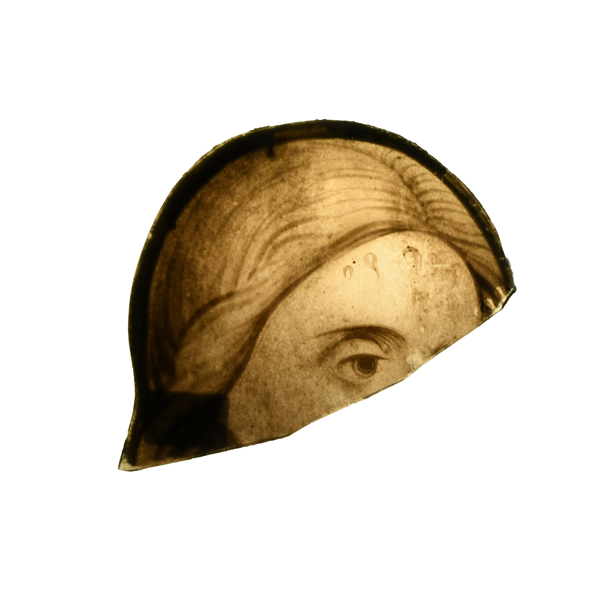 Tudor Period Stained Glass Fragment of a Female Head