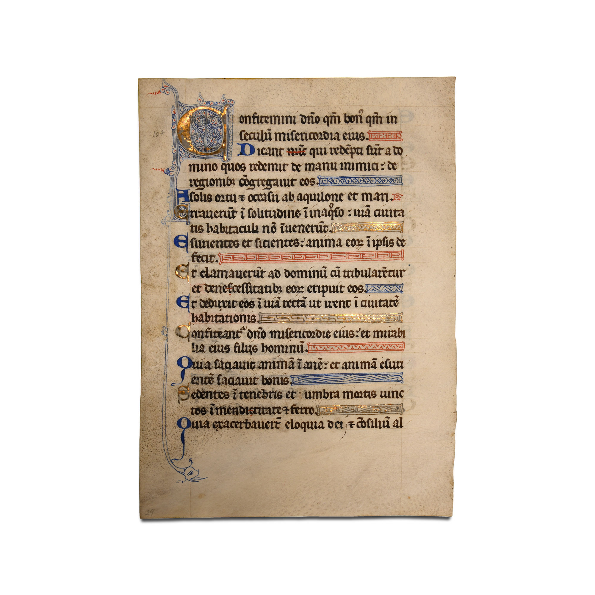 Medieval Philip Augustus Vellum Psalter Folio