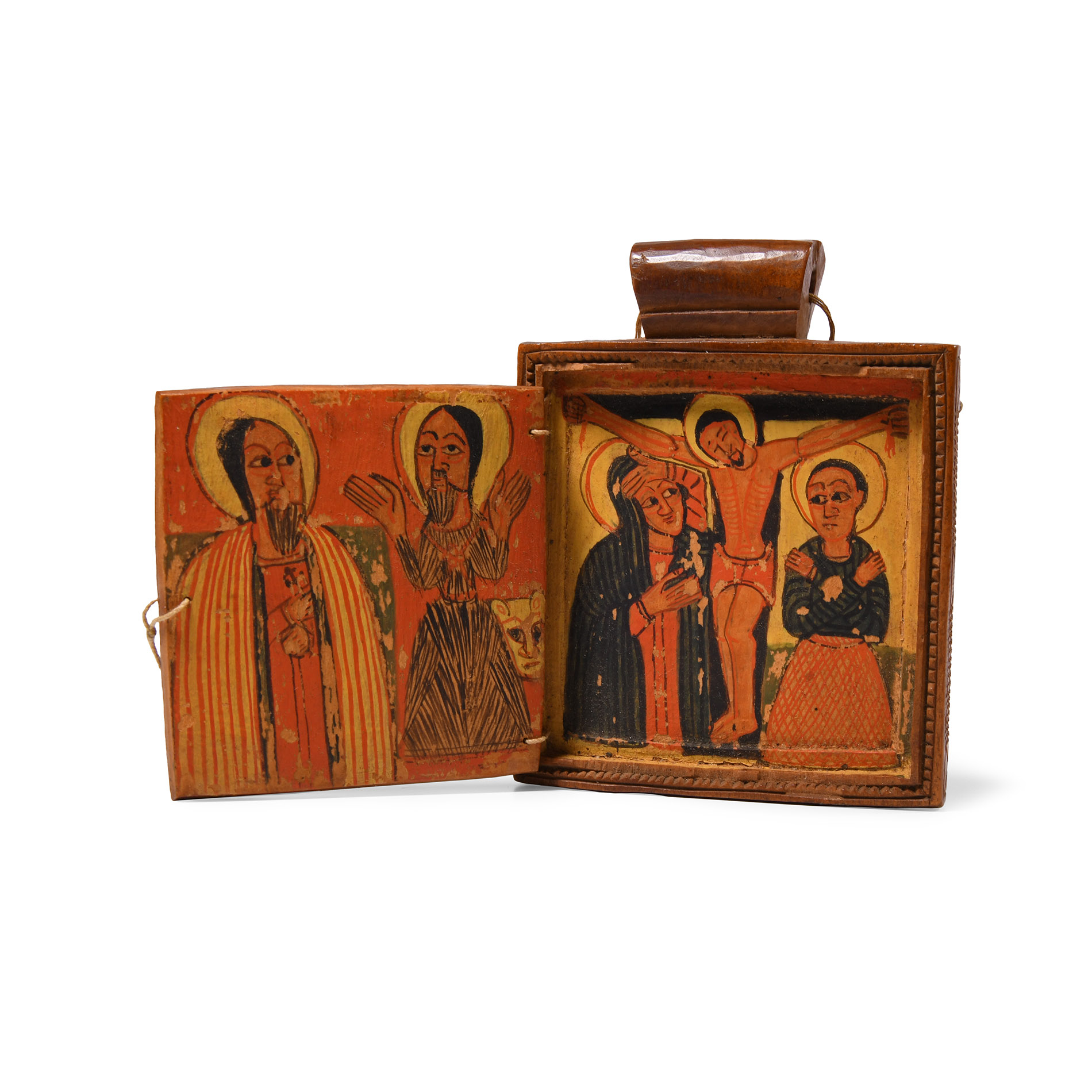 Ethiopian Wooden Icon with Paintings of Saints