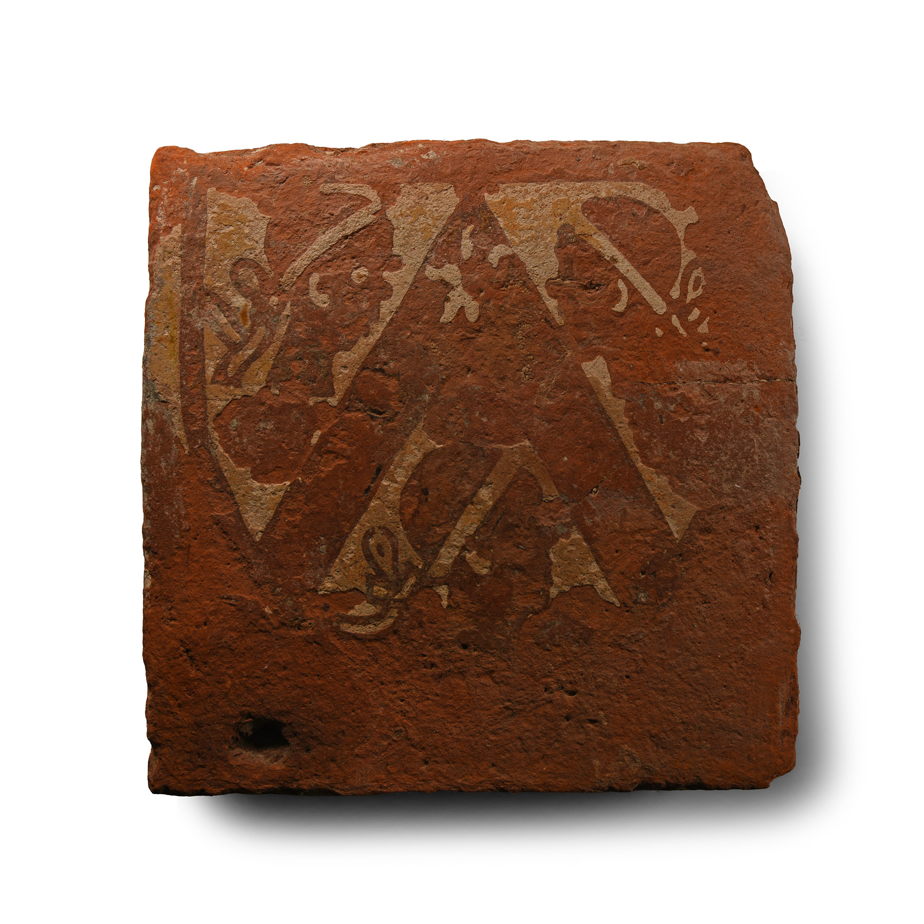 Medieval Heraldic Tile with the Heads of Three Moors within a Shield