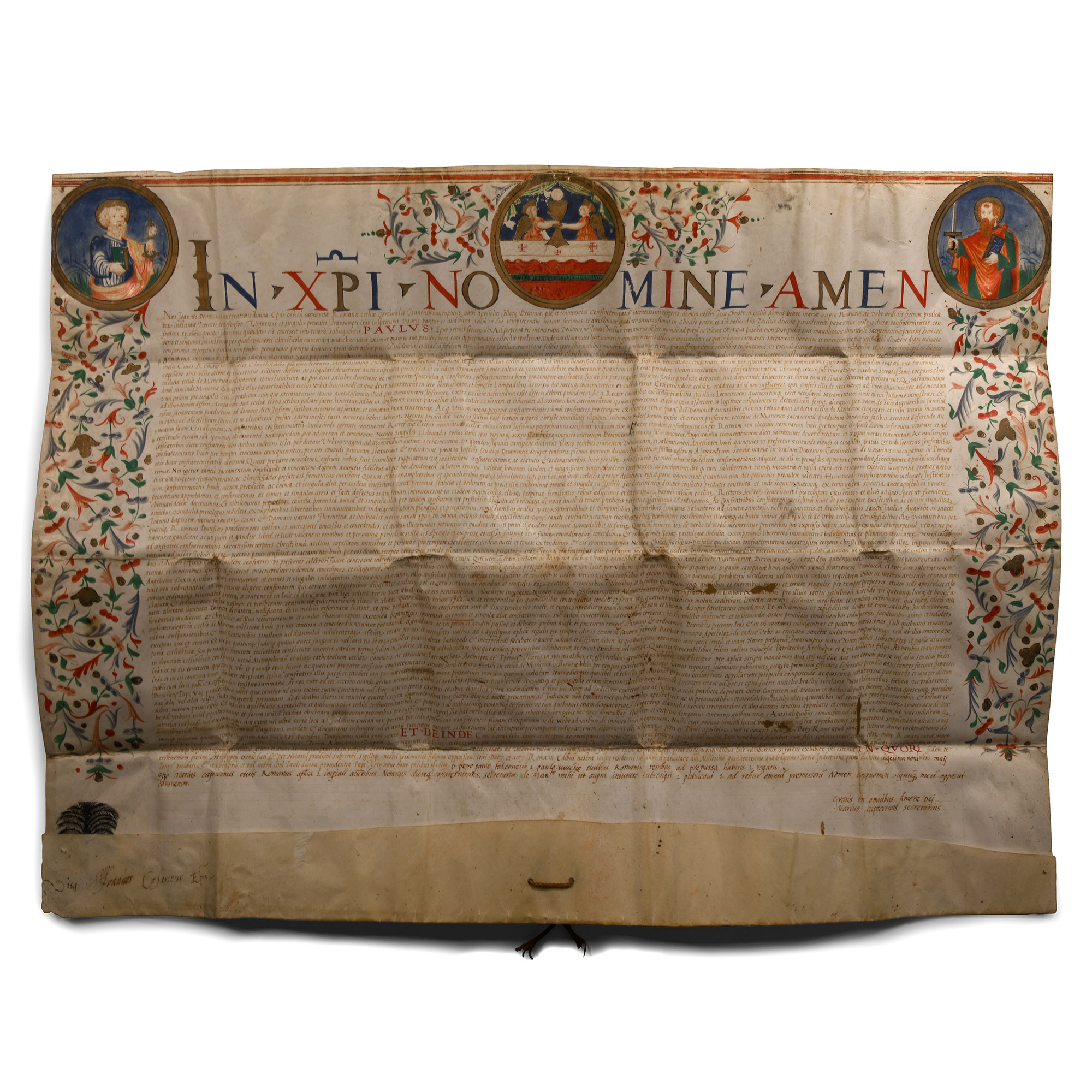 Post Medieval Vellum Document of Pope Paul III