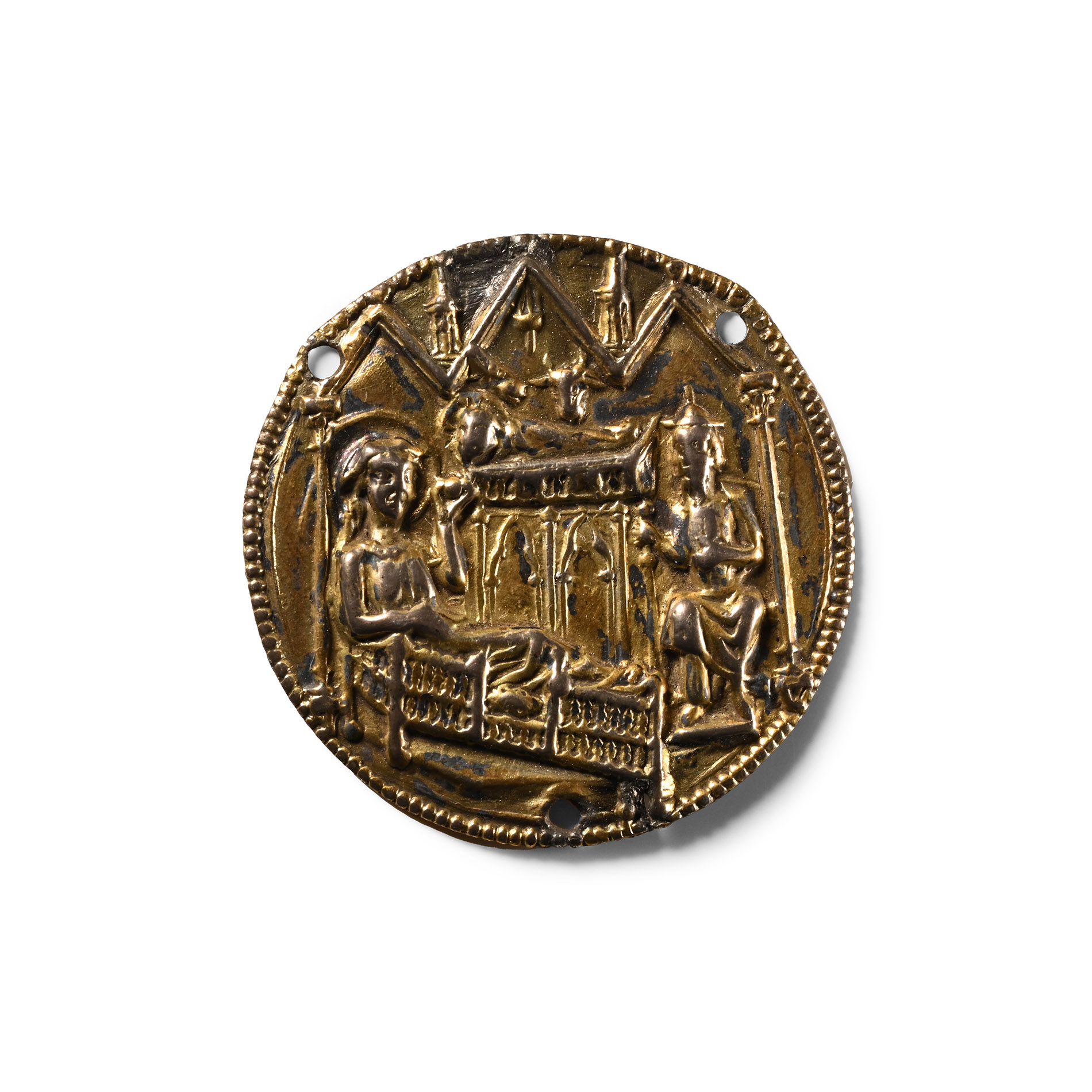 Medieval Silver Medallion with Scenes of the Nativity