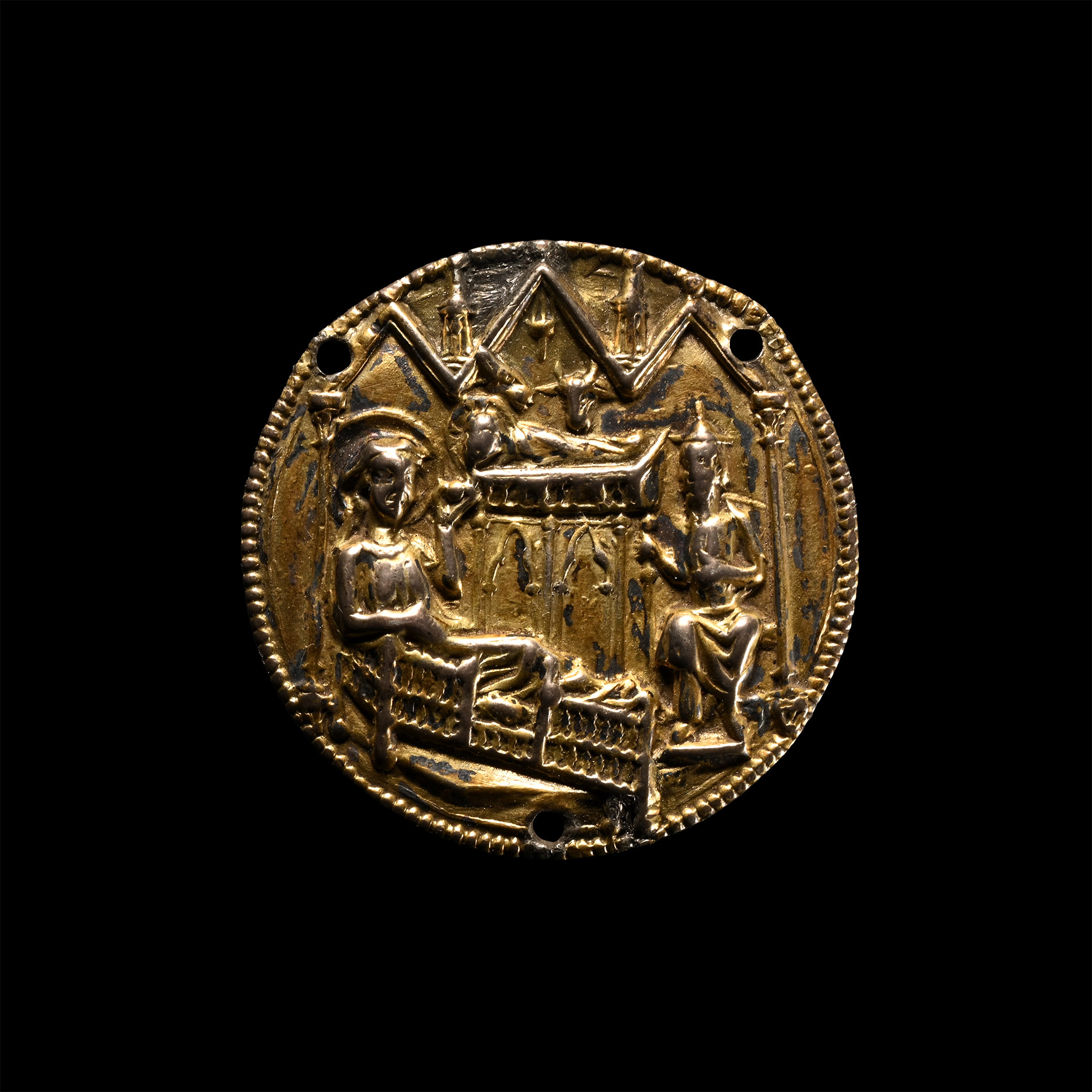 Medieval Silver Medallion with Scenes of the Nativity