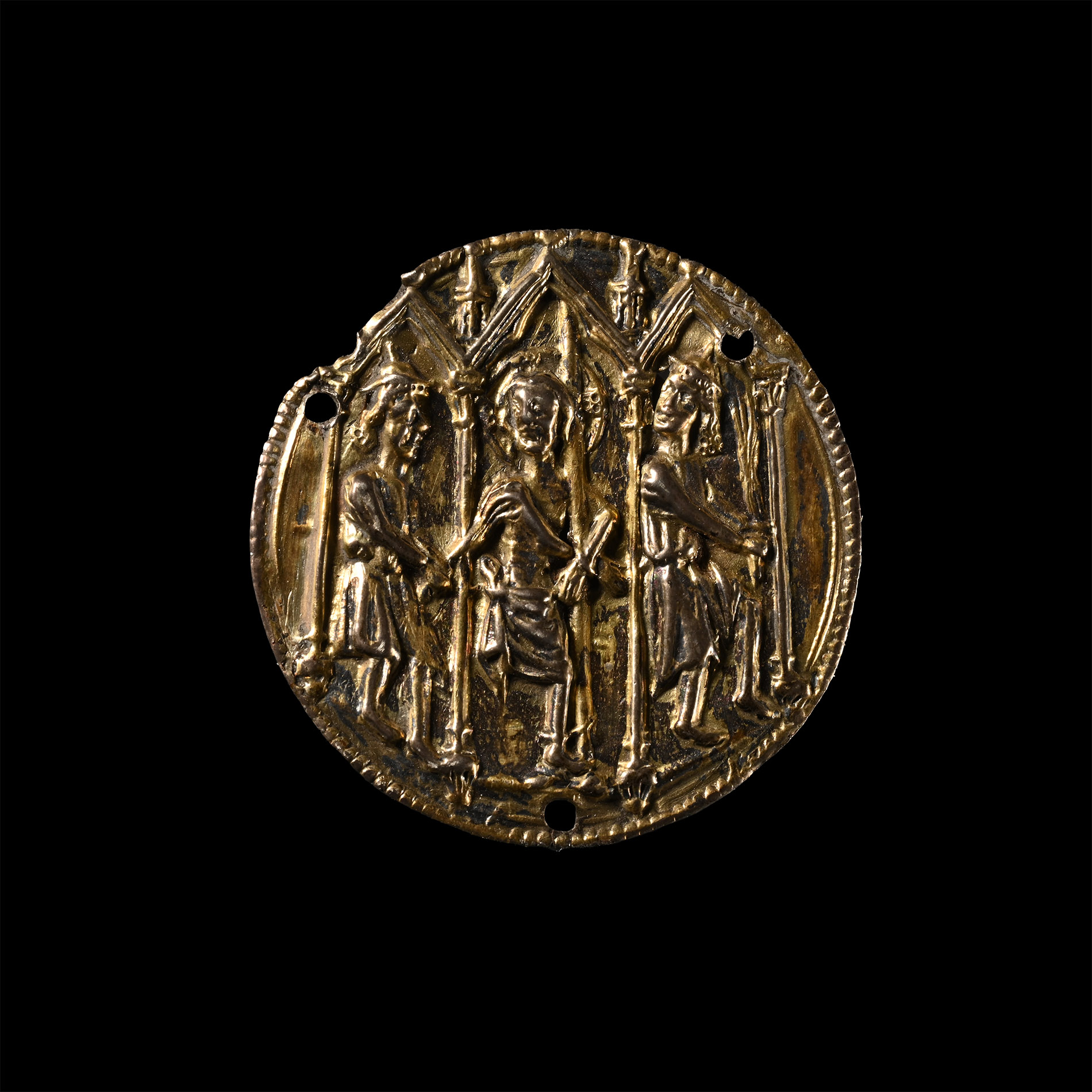 Medieval Silver Medallion with Scenes of the Flagellation