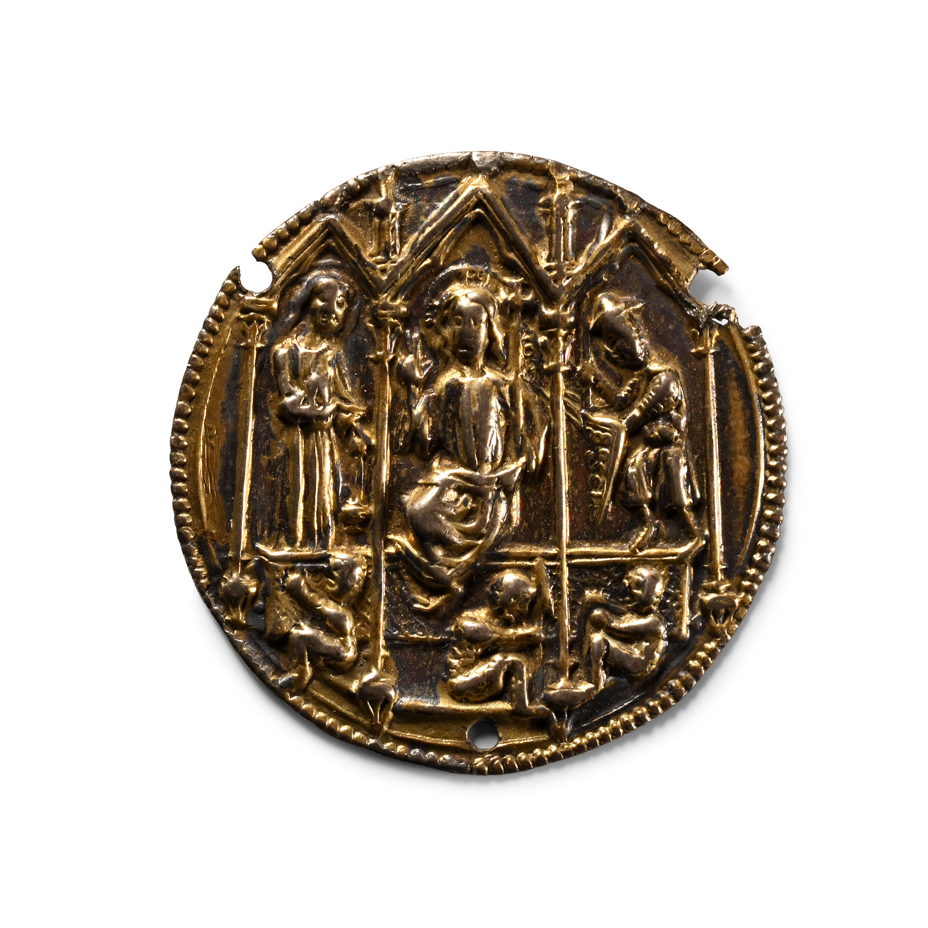 Medieval Silver Medallion with Scenes of the Resurrection