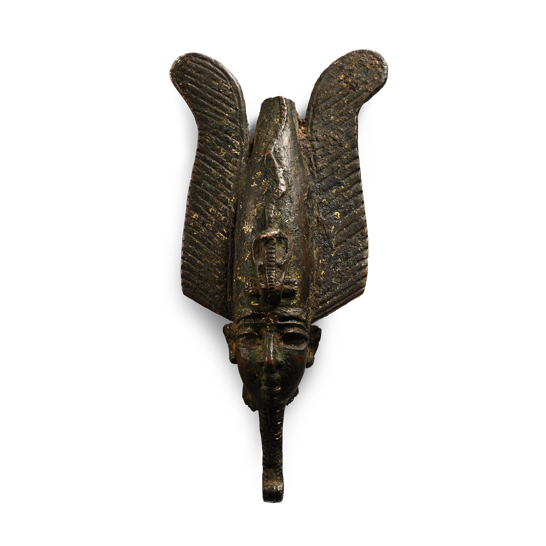 Large Egyptian Gilt Bronze Head of Osiris