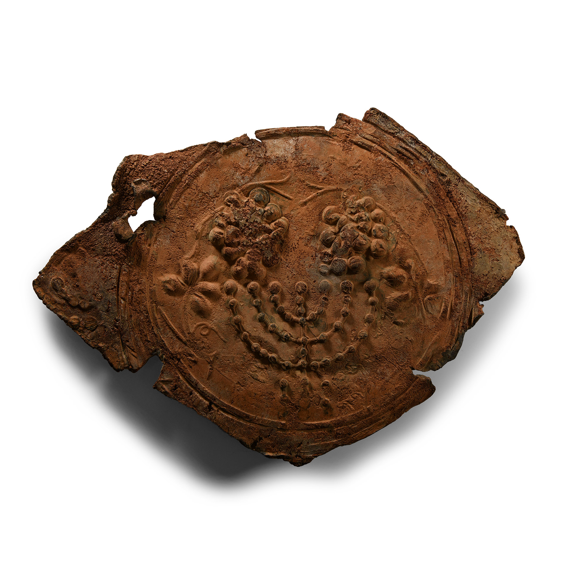 Roman Lead Sarcophagus Fragment with Menorah