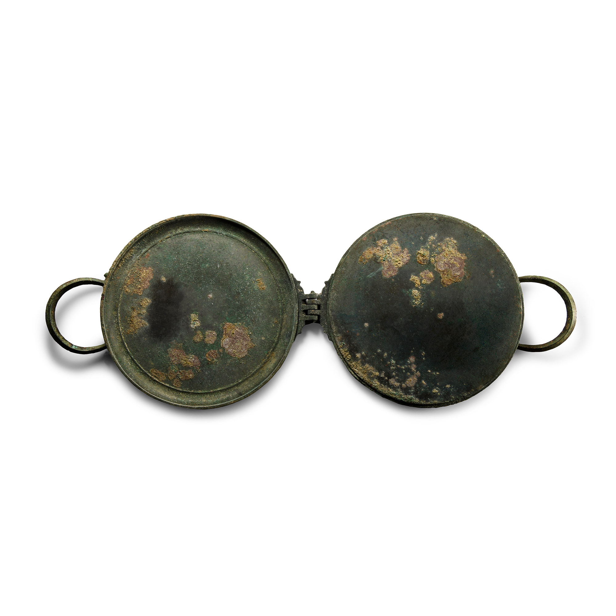 Greek Bronze Folding Travelling Mirror
