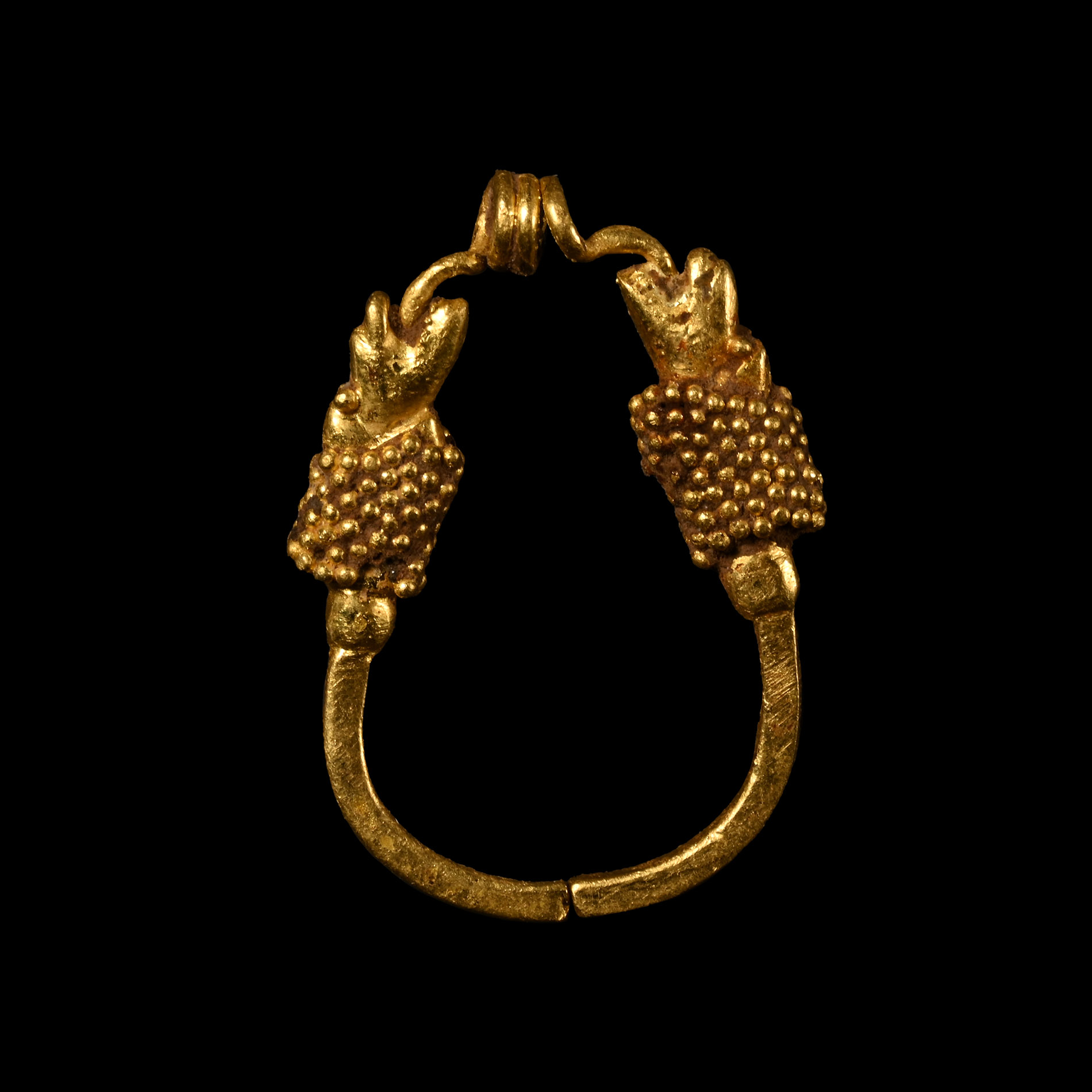 Western Asiatic Gold Nose-Ring with Animal-Heads