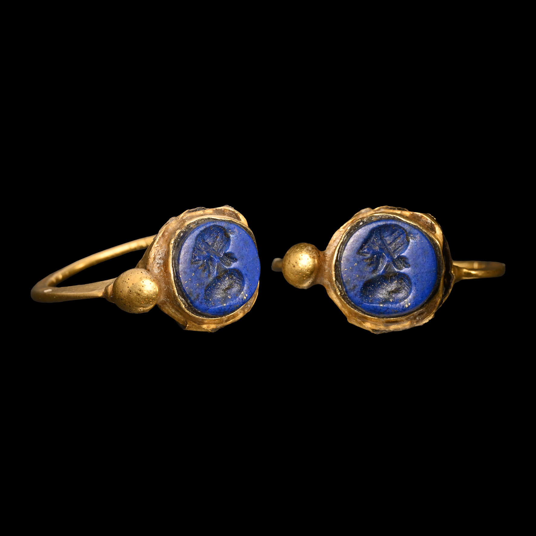 Sassanian Gold Ring with Portrait Gemstone