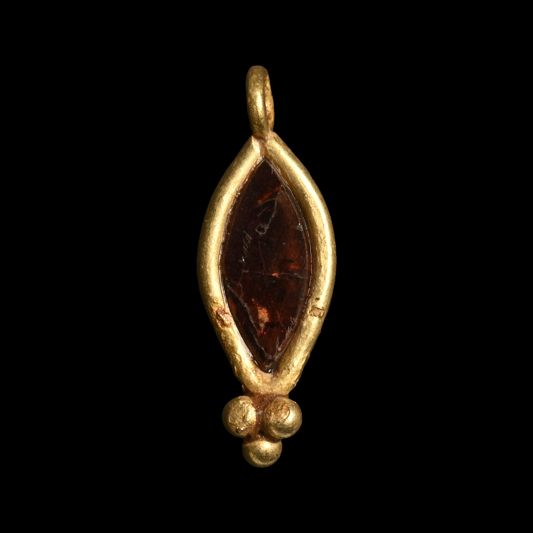 Medieval Gold Pendant with Garnet