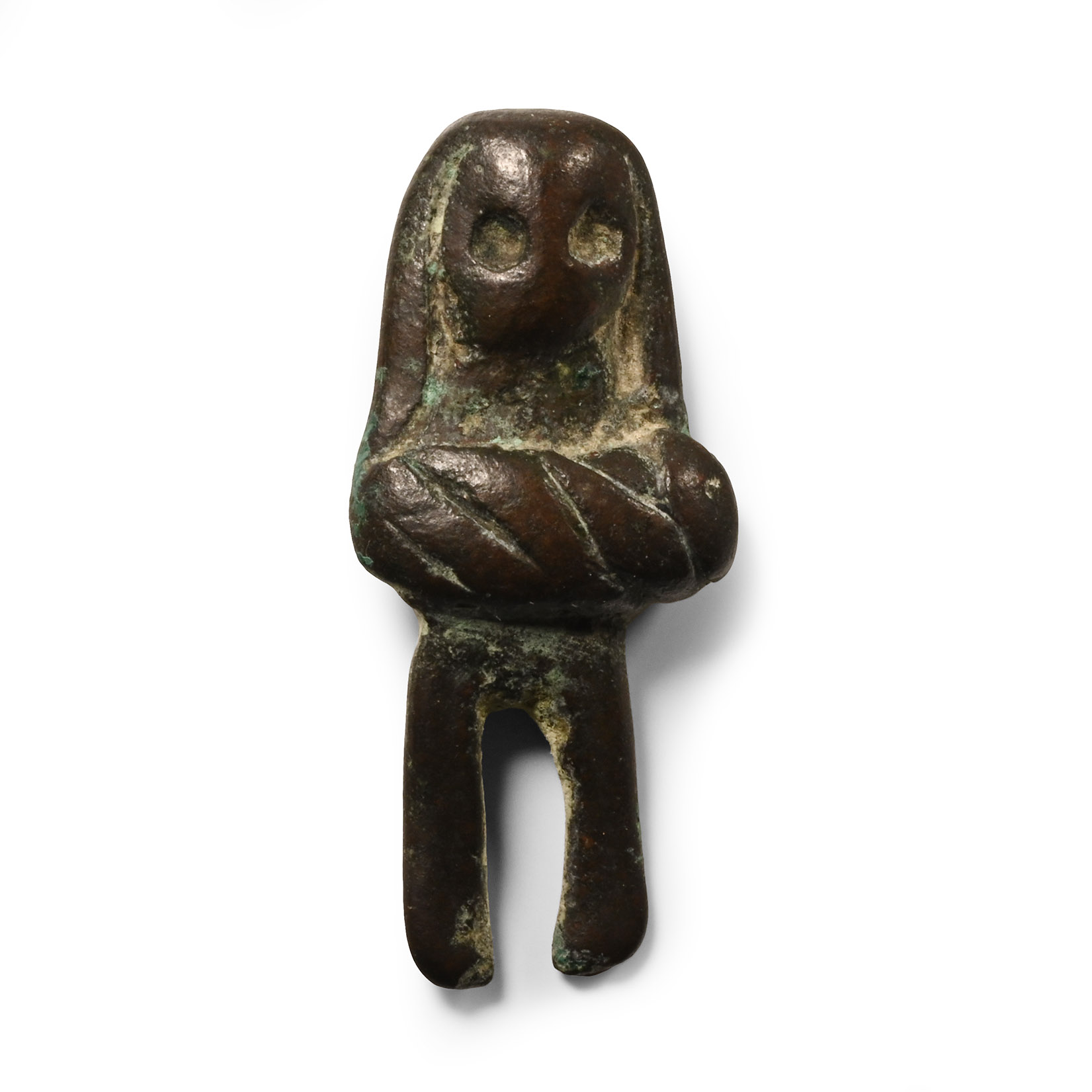 Nabataean Bronze Figure of a Woman Holding a Child