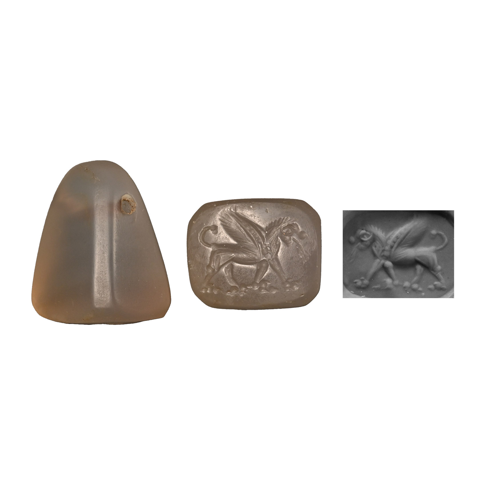 Chalcedony Stamp Seal with Gryphon