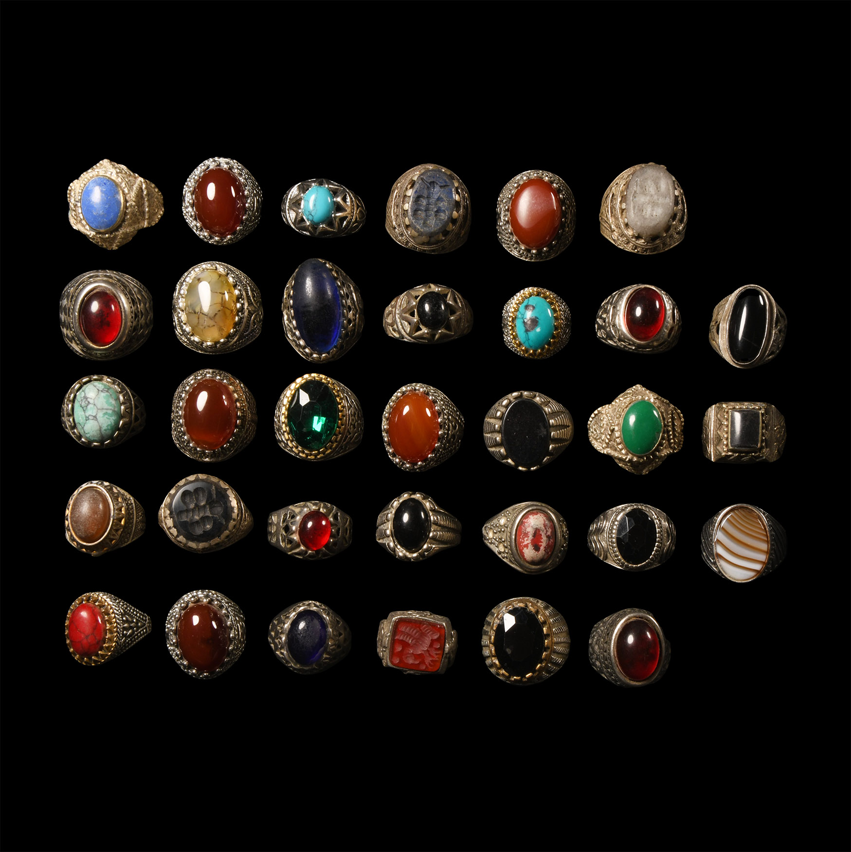 Tribal Metal and Stone Ring Group
