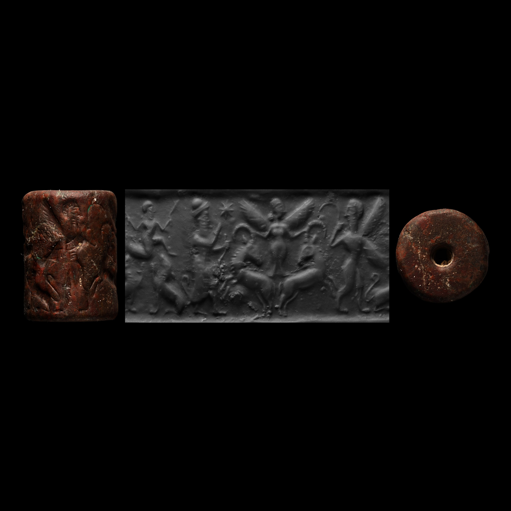Assyrian Red Stone Cylinder Seal
