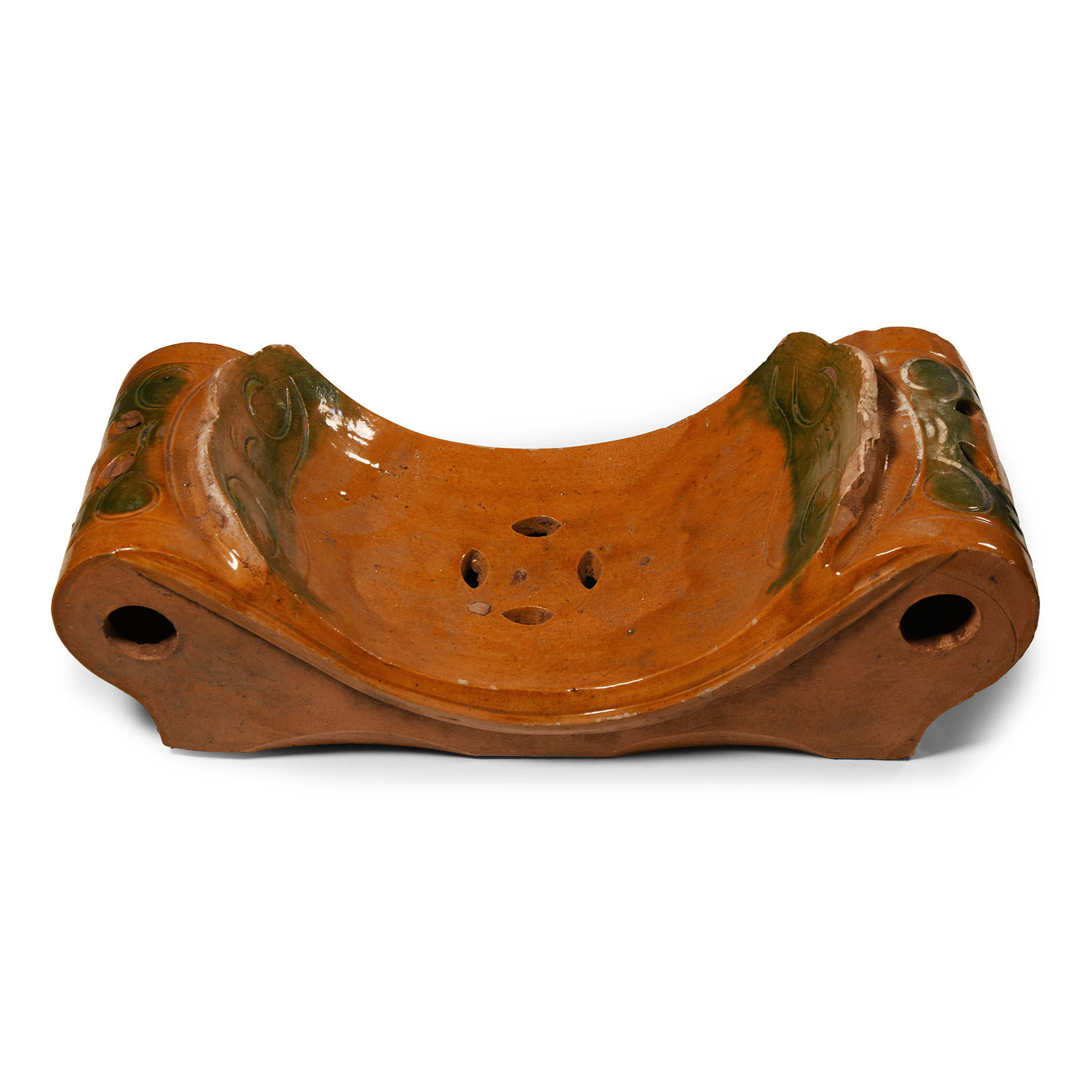 Chinese Ming Sancai Glazed Terracotta Pillow