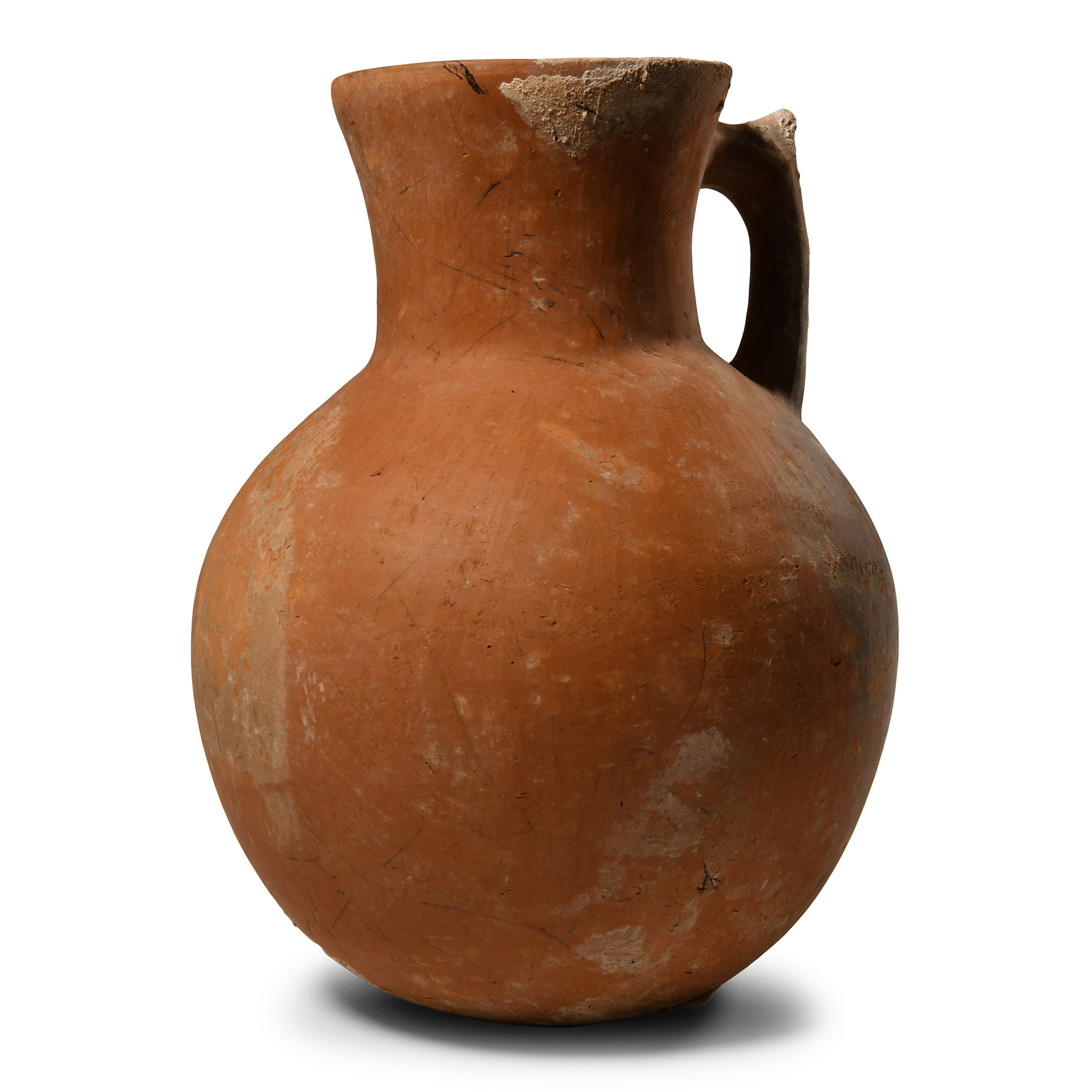 Luristan Terracotta Jug with Animal-Headed Handle