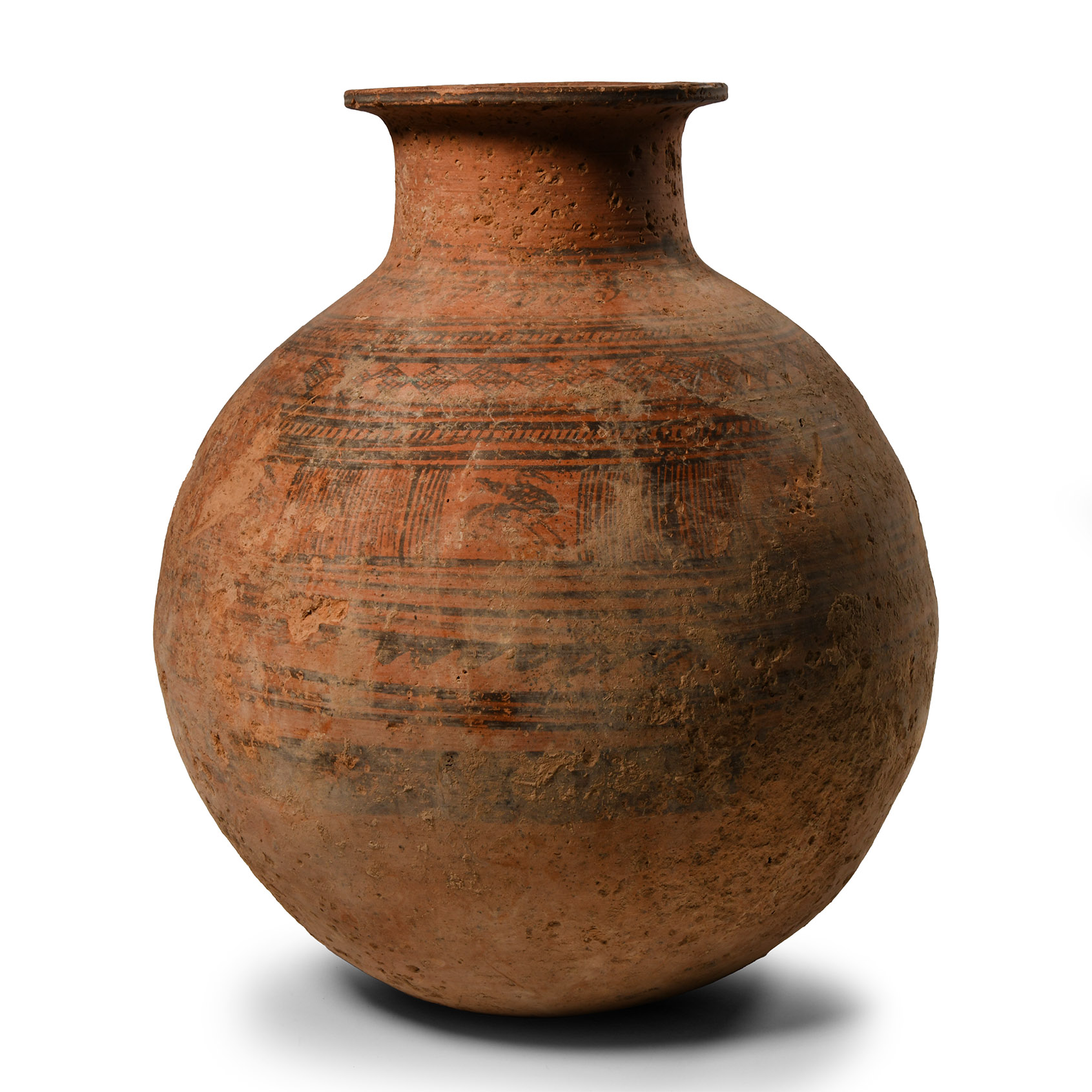 Large Western Asiatic Bichrome Terracotta Painted jar